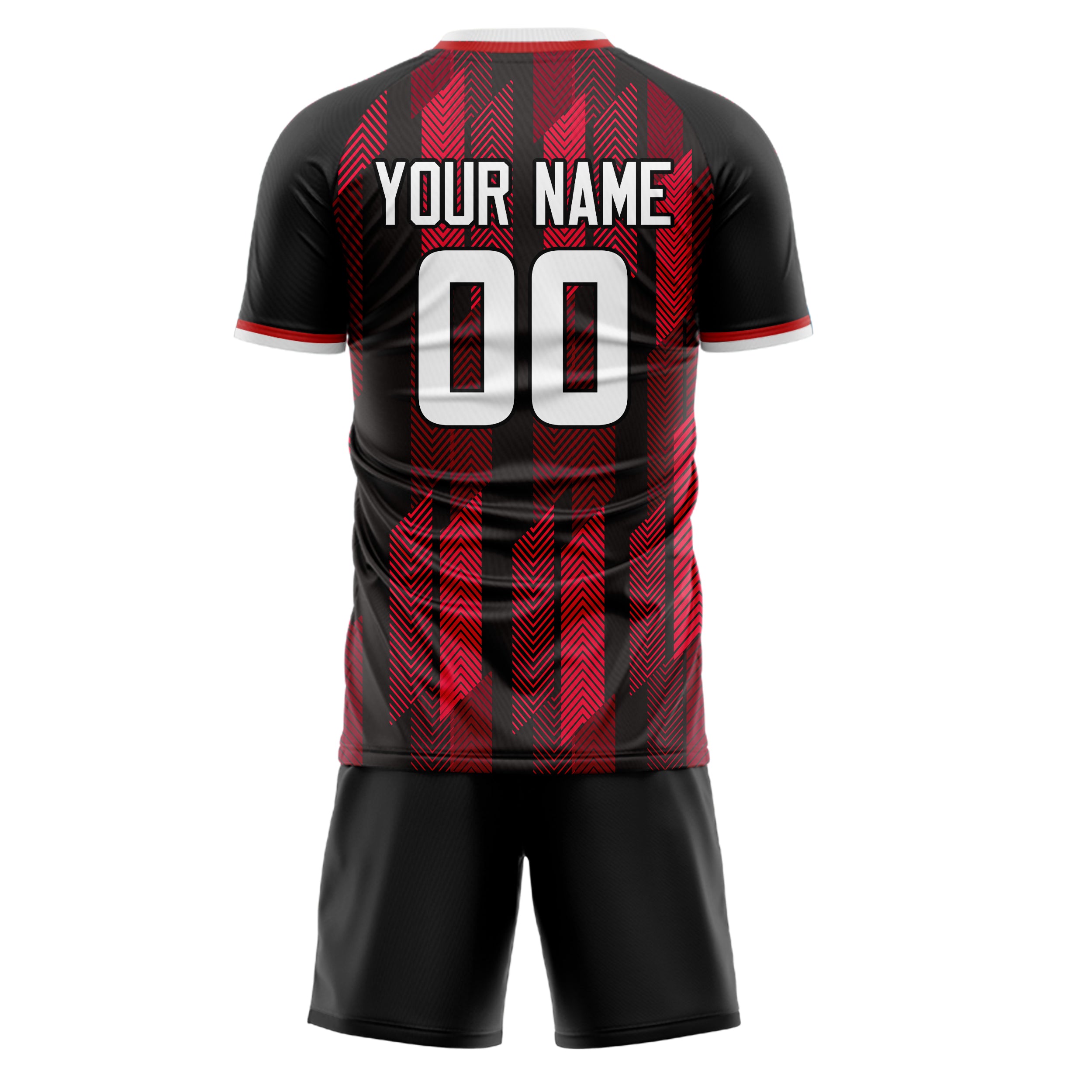 Custom Red Black GeometricalPattern Soccer Jersey