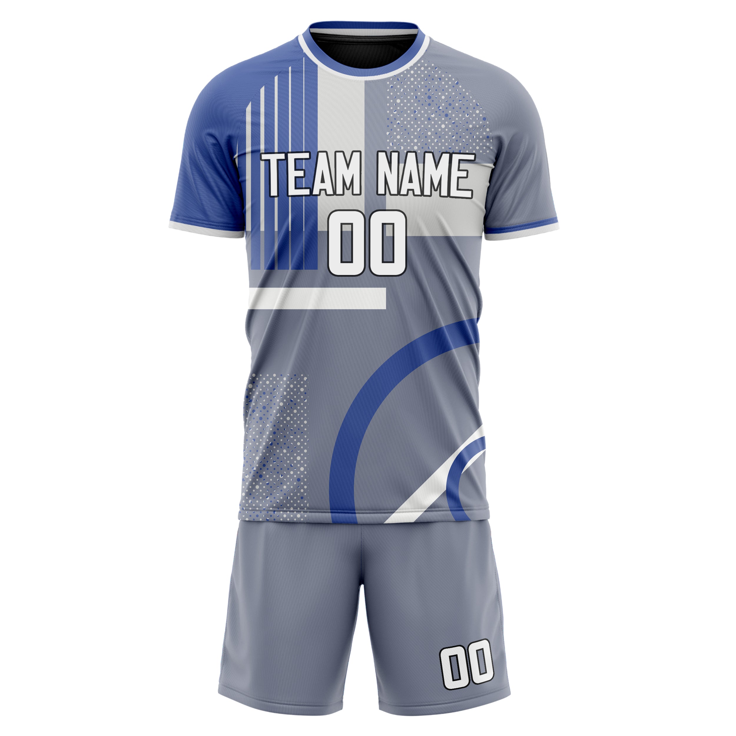 Custom Gray White GeometricalPattern Soccer Jersey