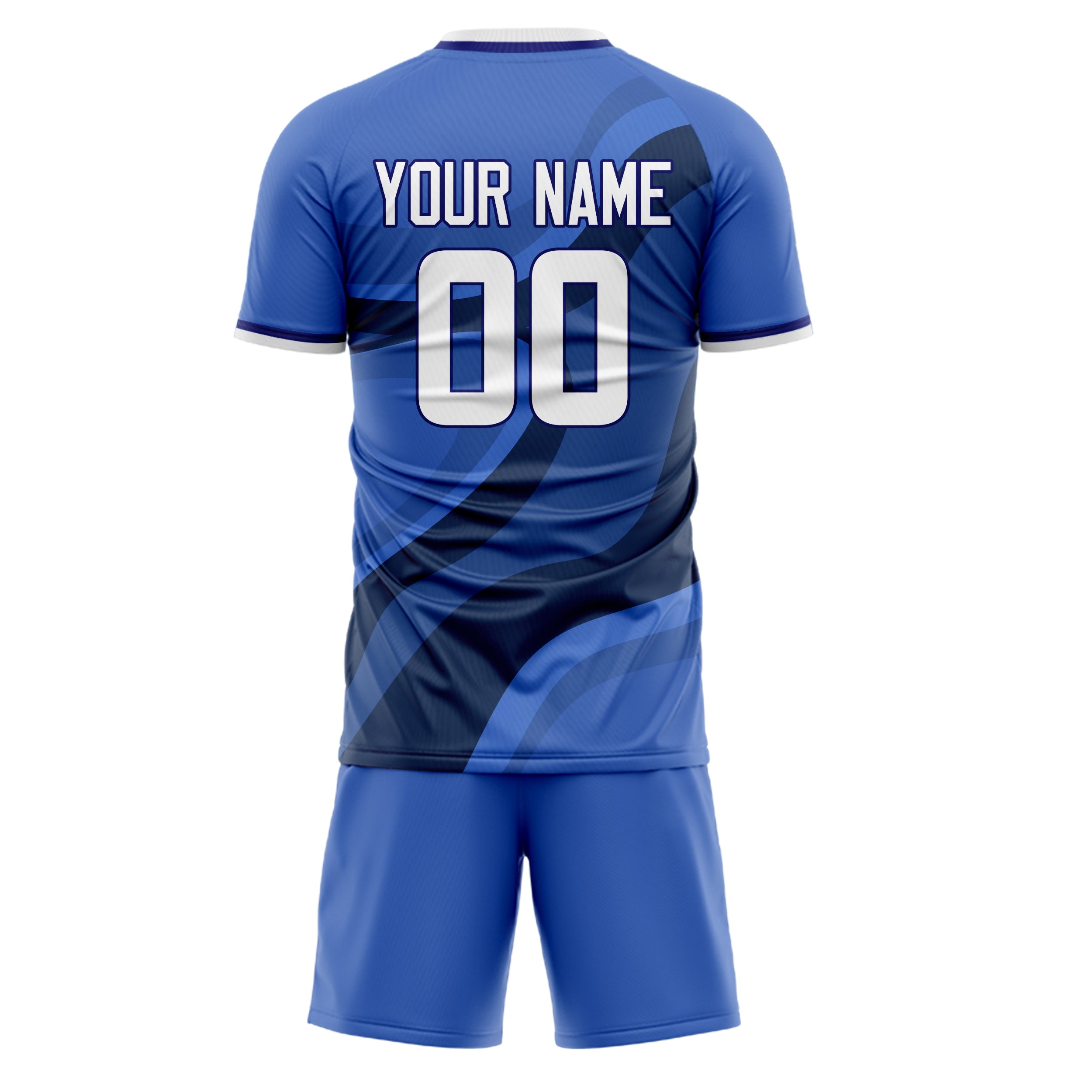 Custom Blue Navy GeometricalPattern Soccer Jersey