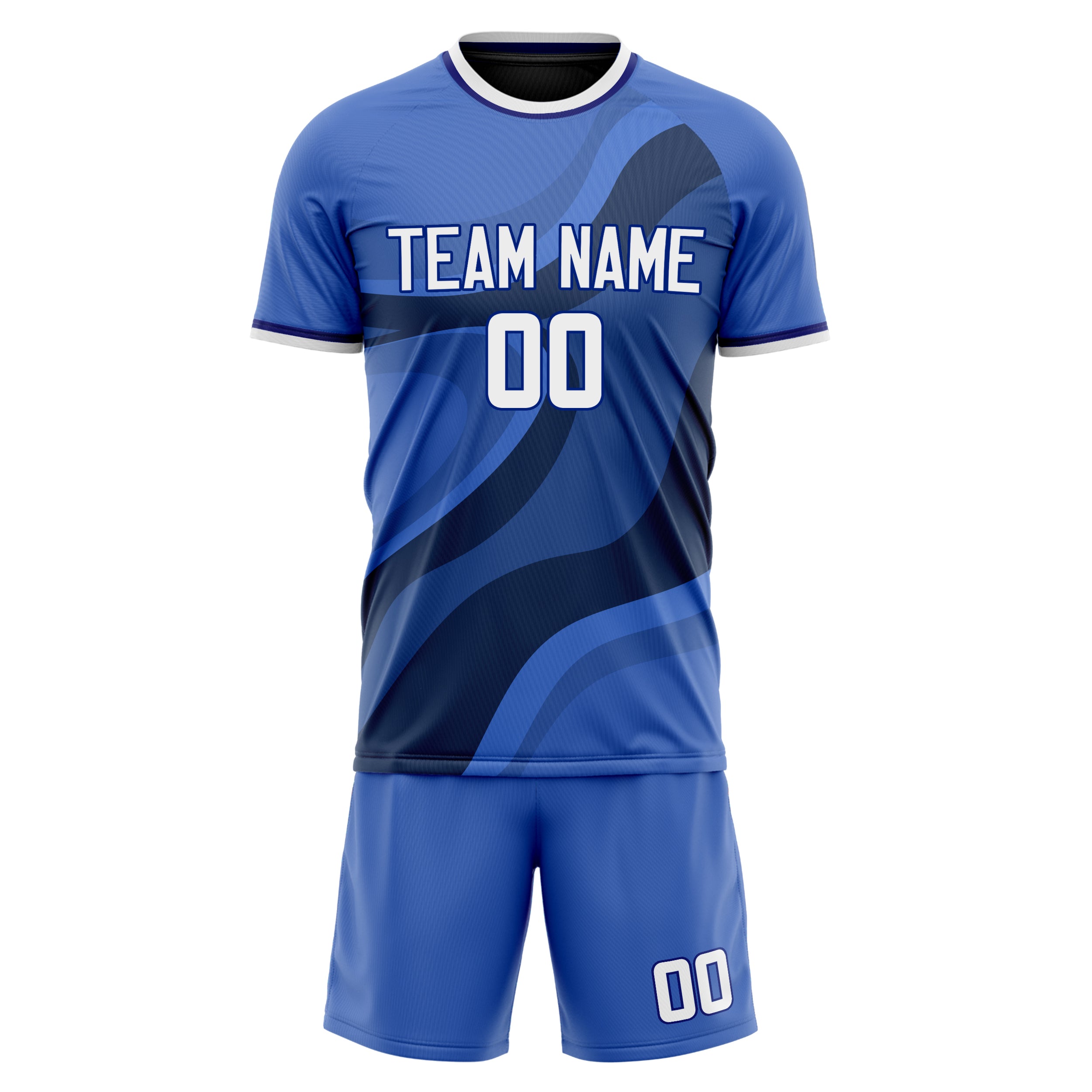 Custom Blue Navy GeometricalPattern Soccer Jersey