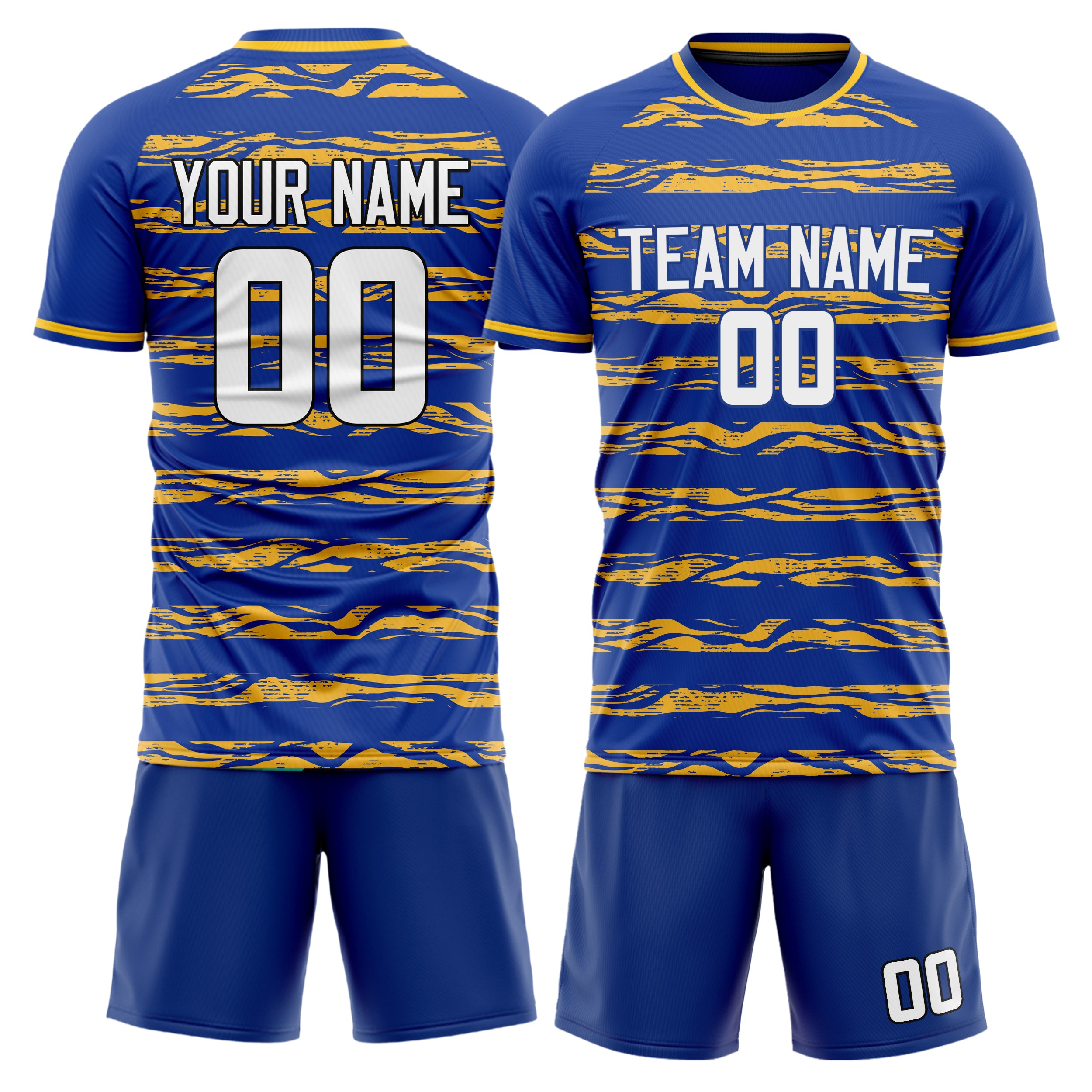 Custom Royal Gold GeometricalPattern Soccer Jersey