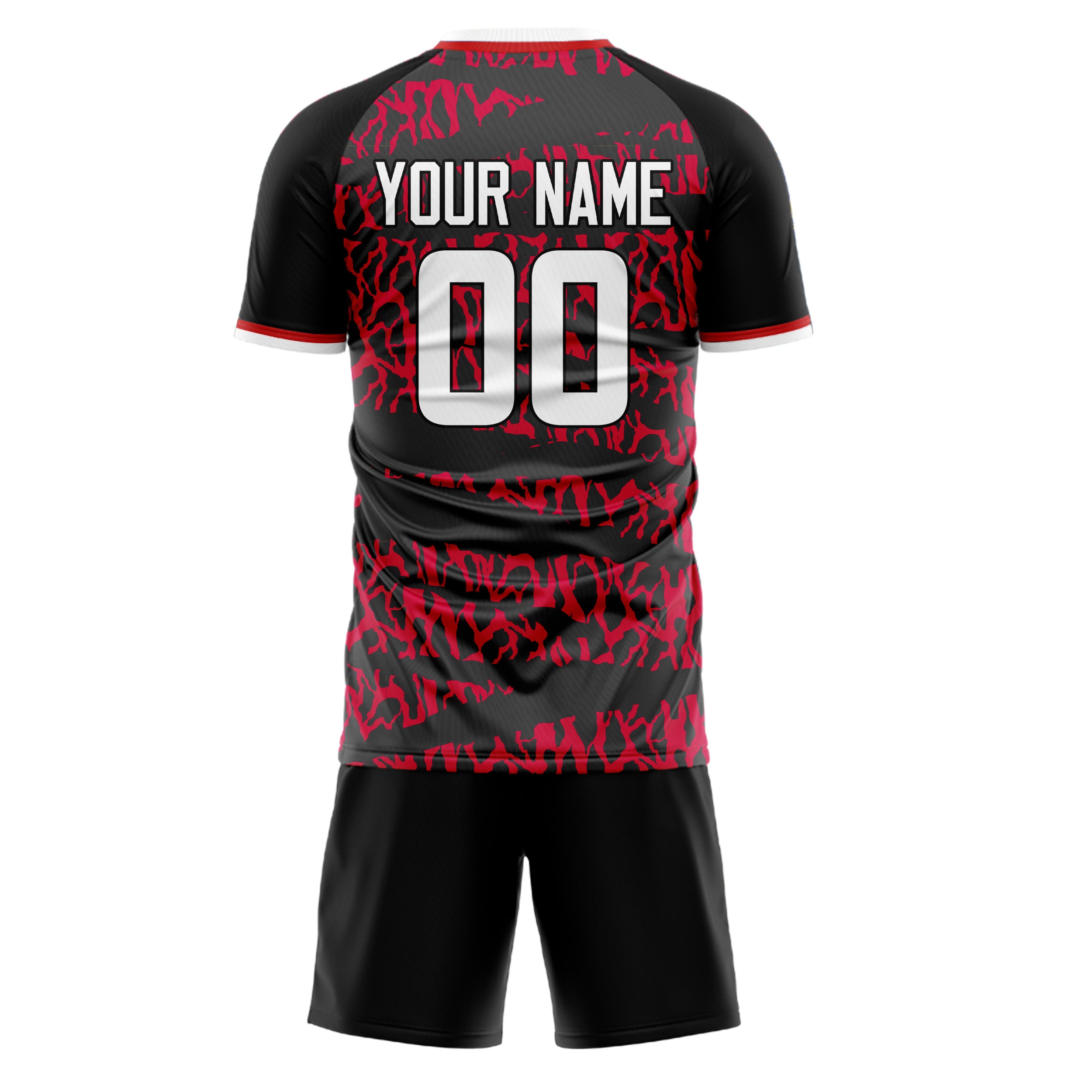 Custom Red Black GeometricalPattern Soccer Jersey