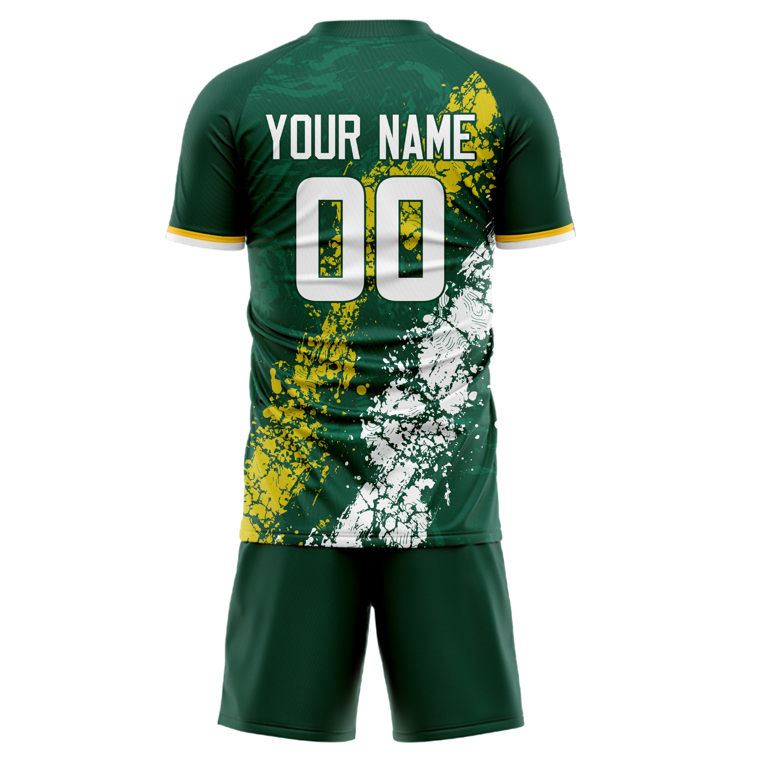 Custom Kelly Green White GeometricalPattern Soccer Jersey