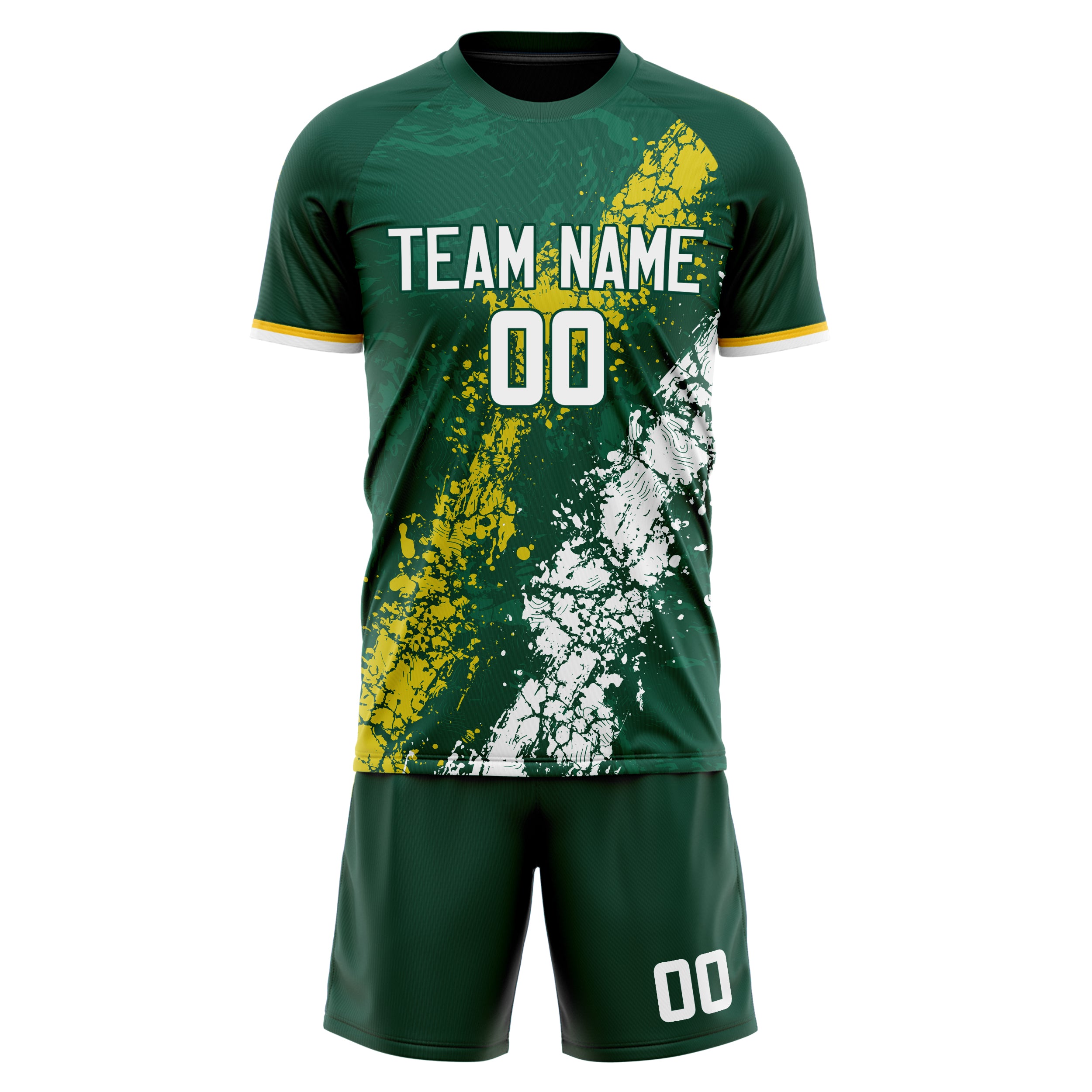 Custom Kelly Green White GeometricalPattern Soccer Jersey