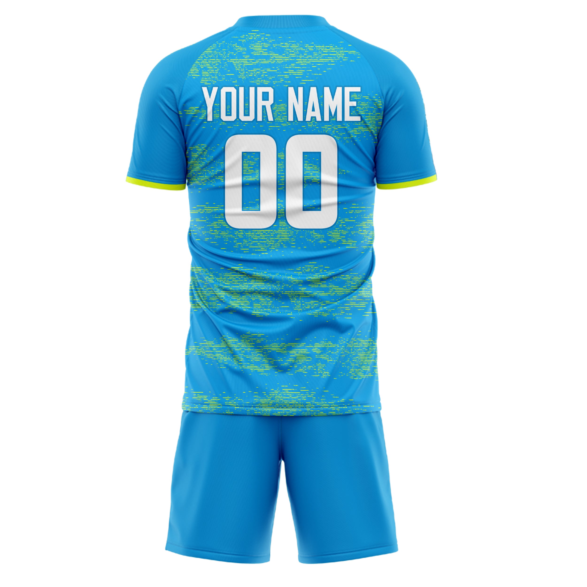 Custom Blue Yellow GeometricalPattern Soccer Jersey