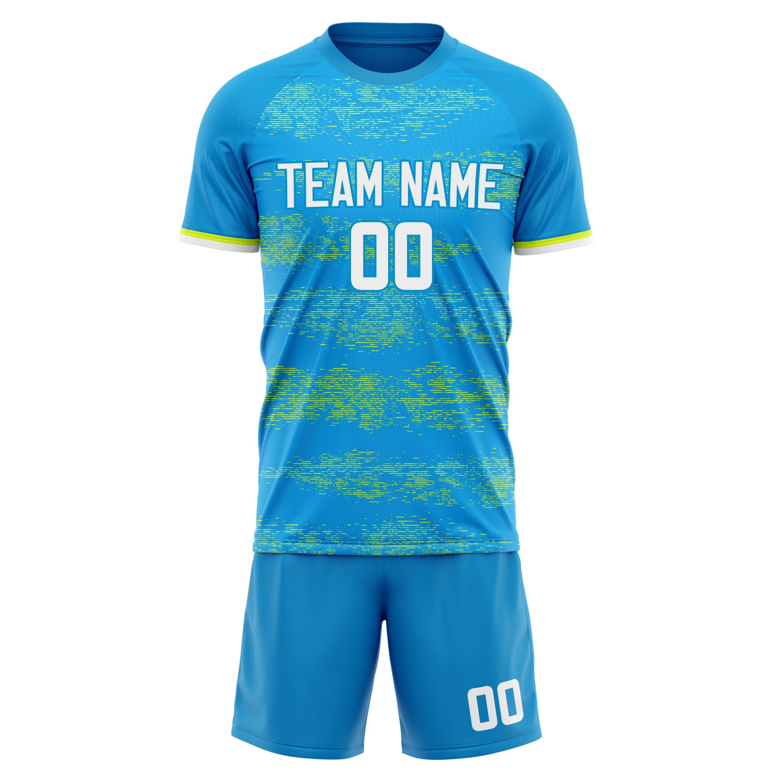 Custom Blue Yellow GeometricalPattern Soccer Jersey