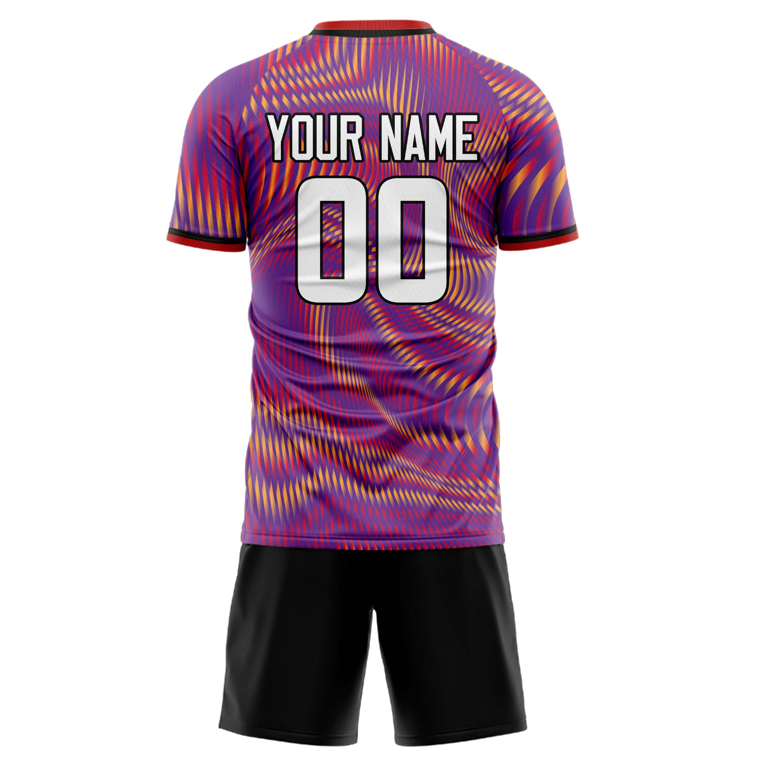 Custom Black Red GeometricalPattern Soccer Jersey