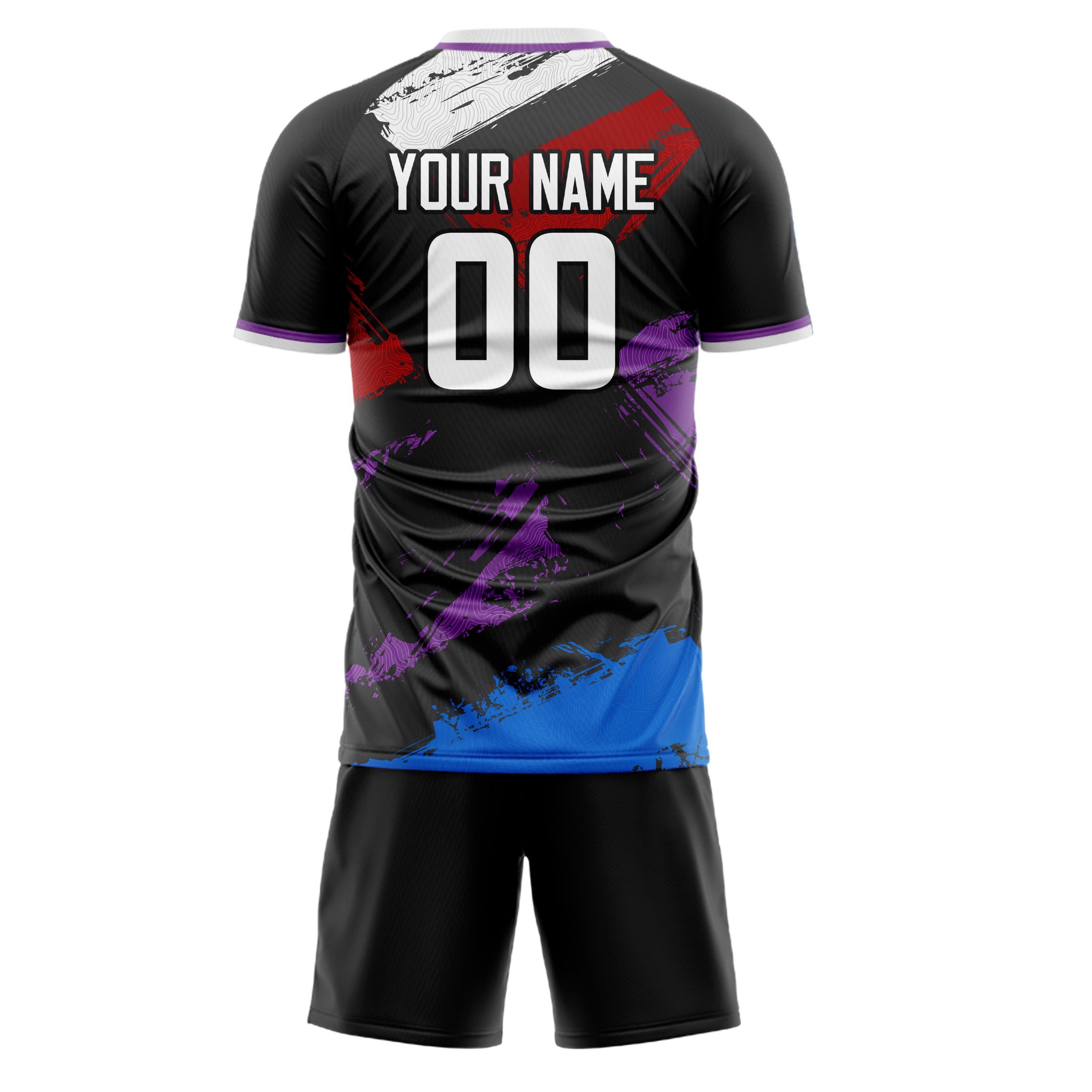 Custom Black Red GeometricalPattern Soccer Jersey