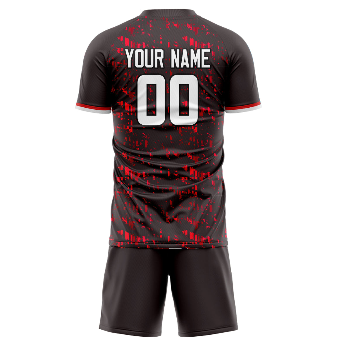 Custom Black Red GeometricalPattern Soccer Jersey