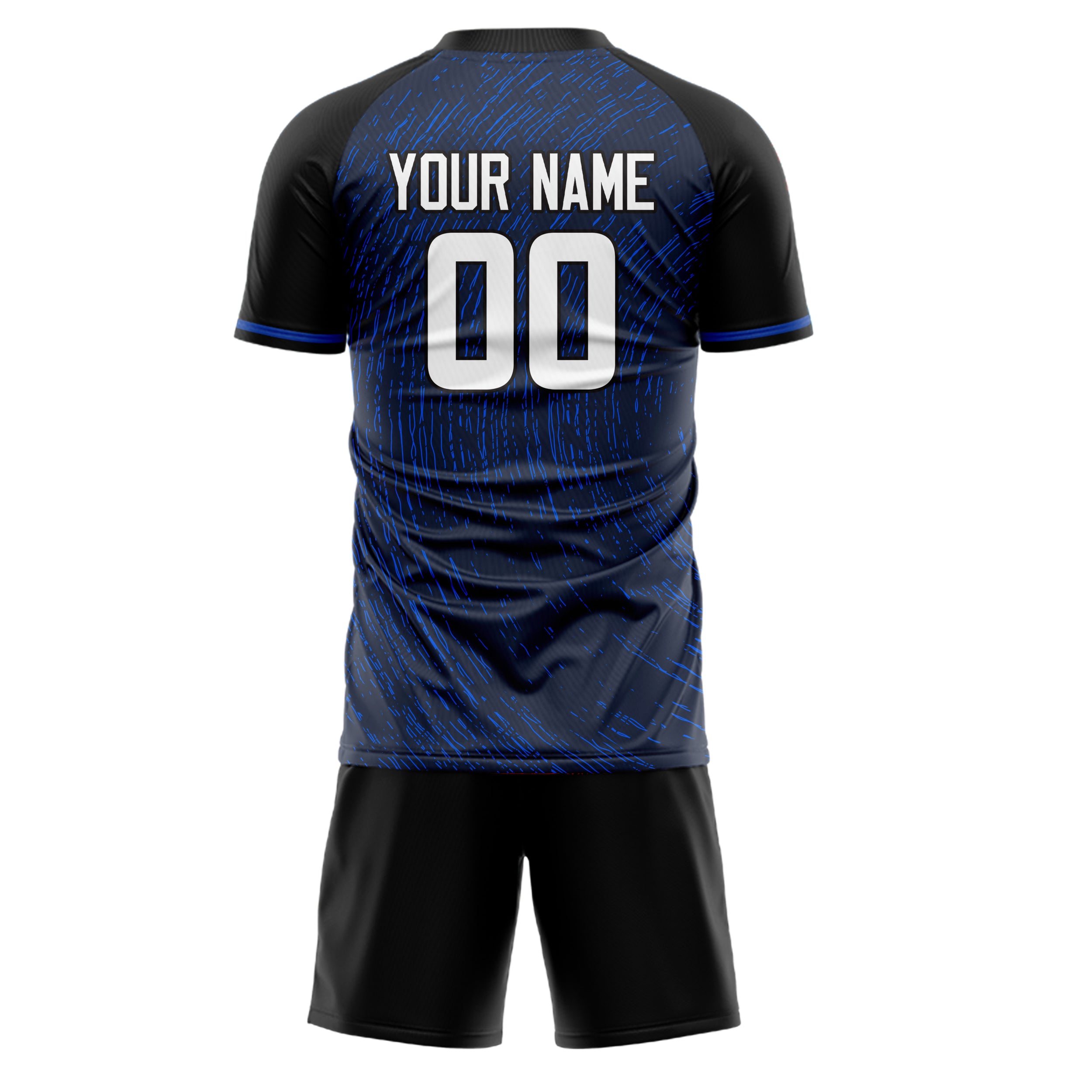 Custom Navy Black GeometricalPattern Soccer Jersey