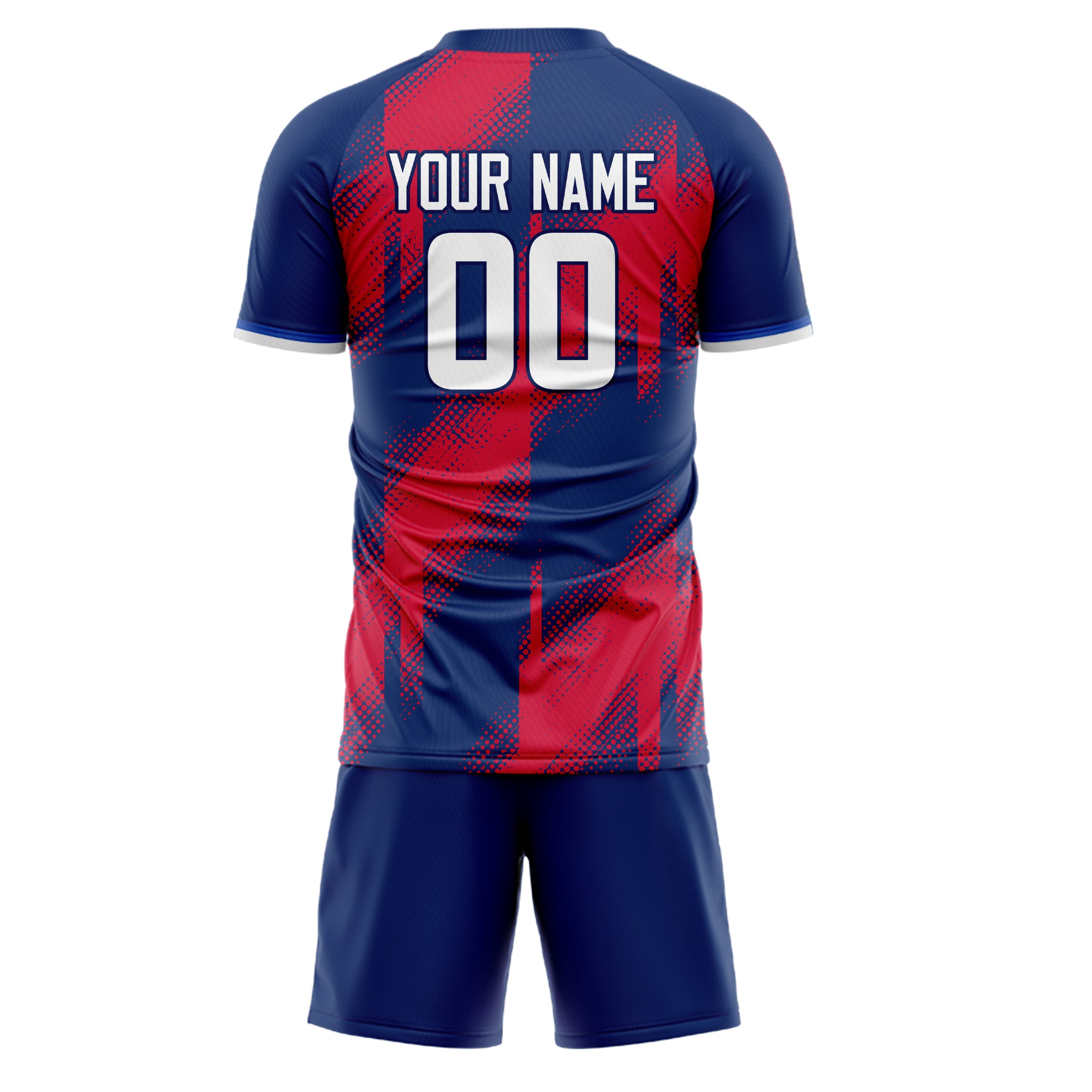 Custom Royal Red GeometricalPattern Soccer Jersey