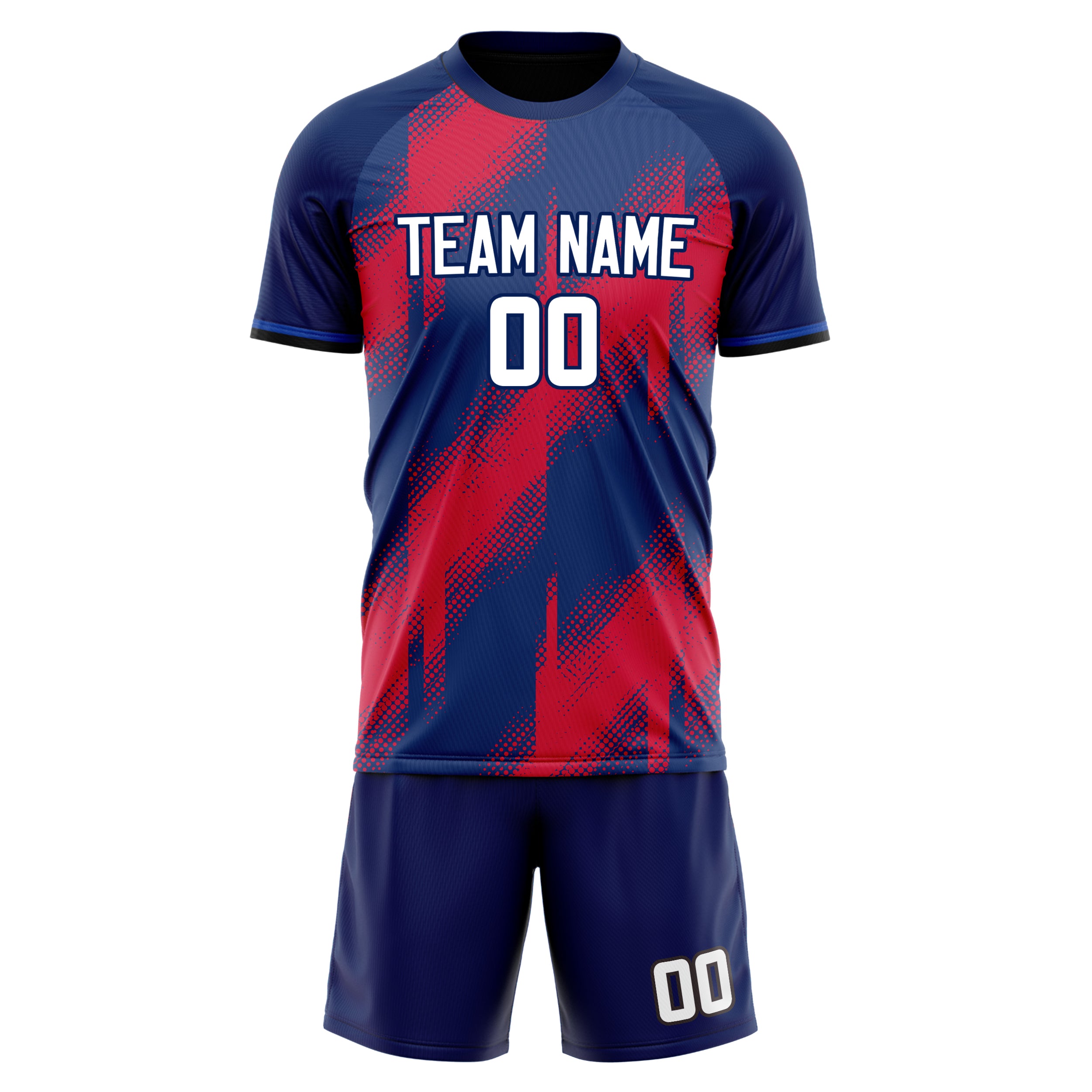 Custom Royal Red GeometricalPattern Soccer Jersey
