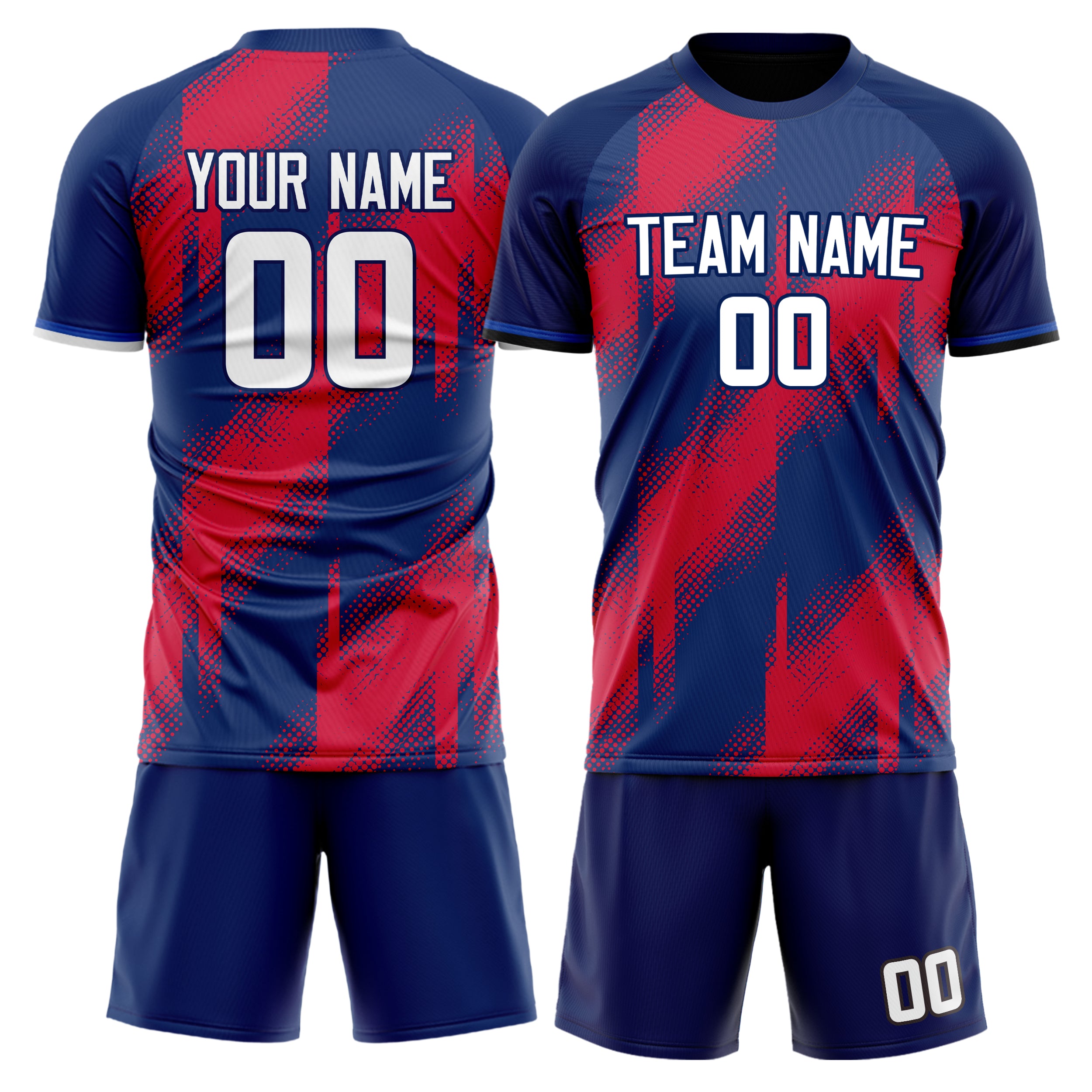 Custom Royal Red GeometricalPattern Soccer Jersey