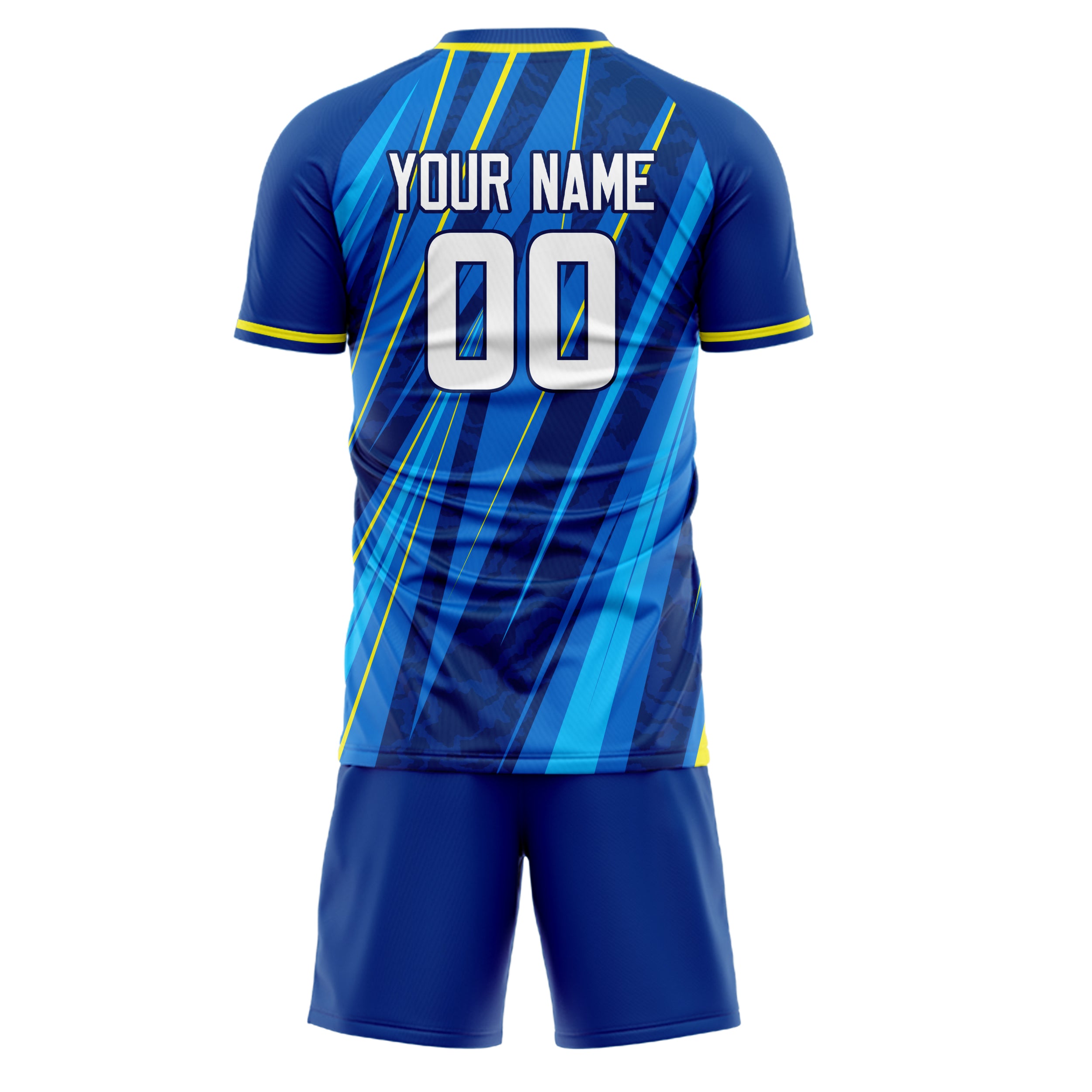 Custom Royal White GeometricalPattern Soccer Jersey