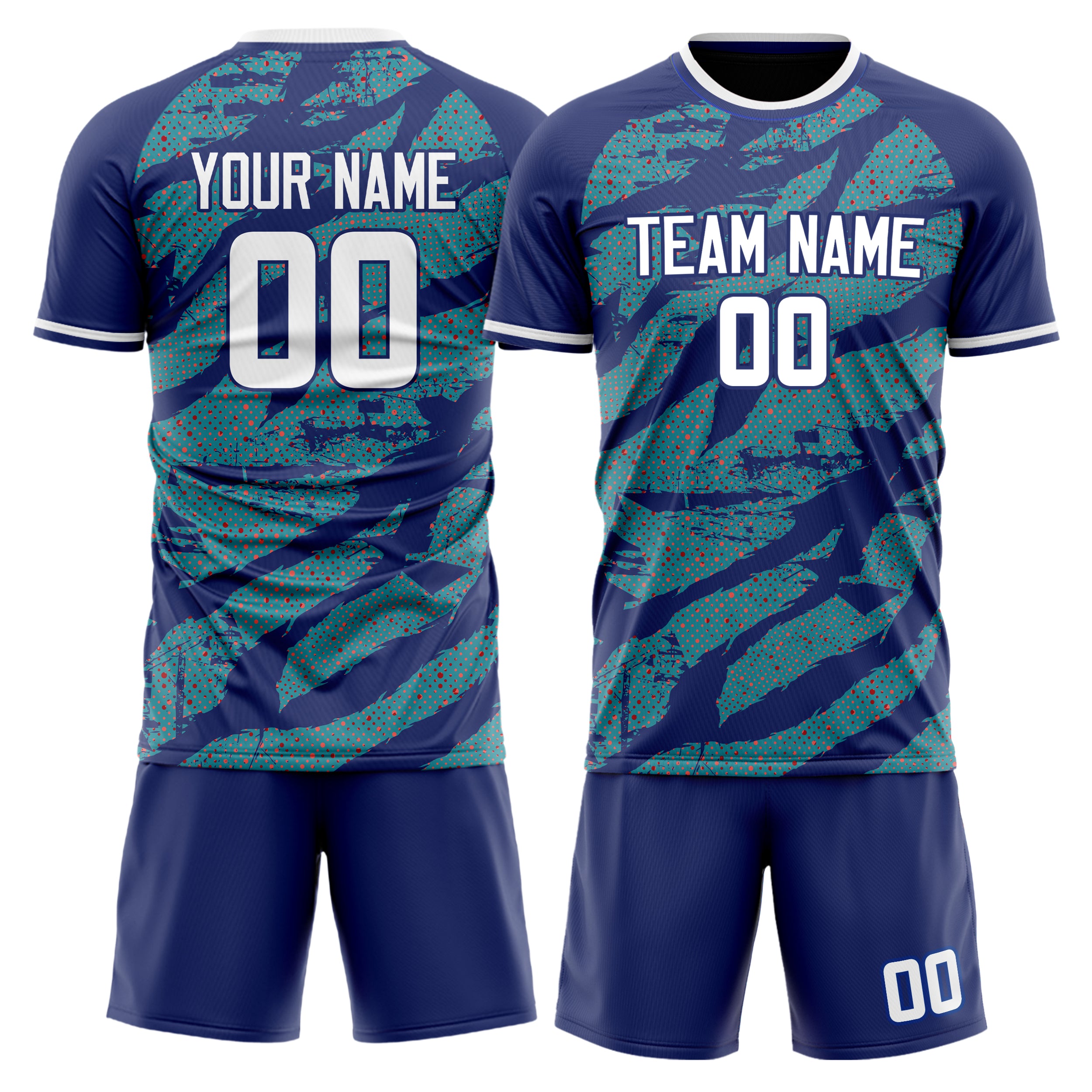 Custom Purple Green GeometricalPattern Soccer Jersey