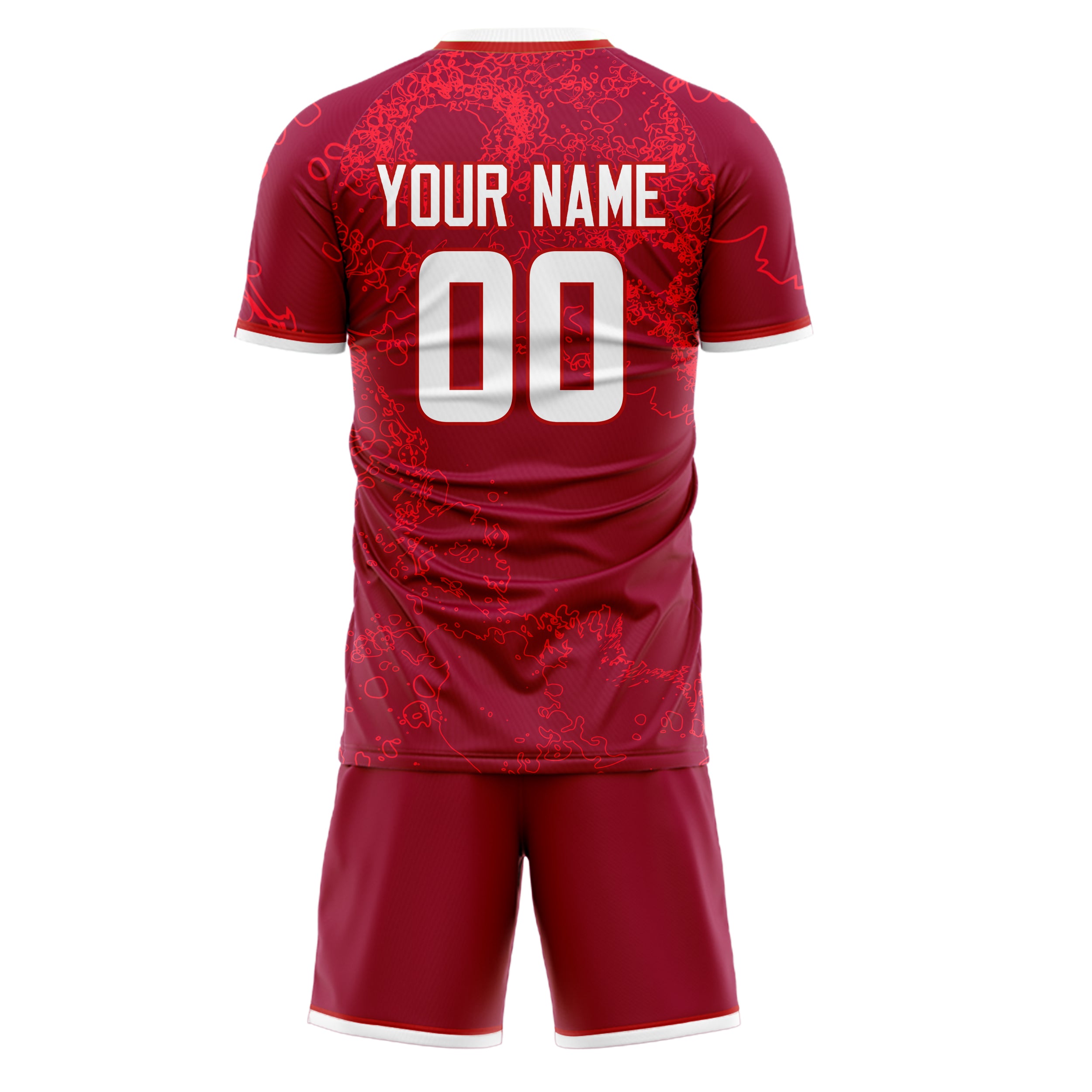 Custom Red White GeometricalPattern Soccer Jersey