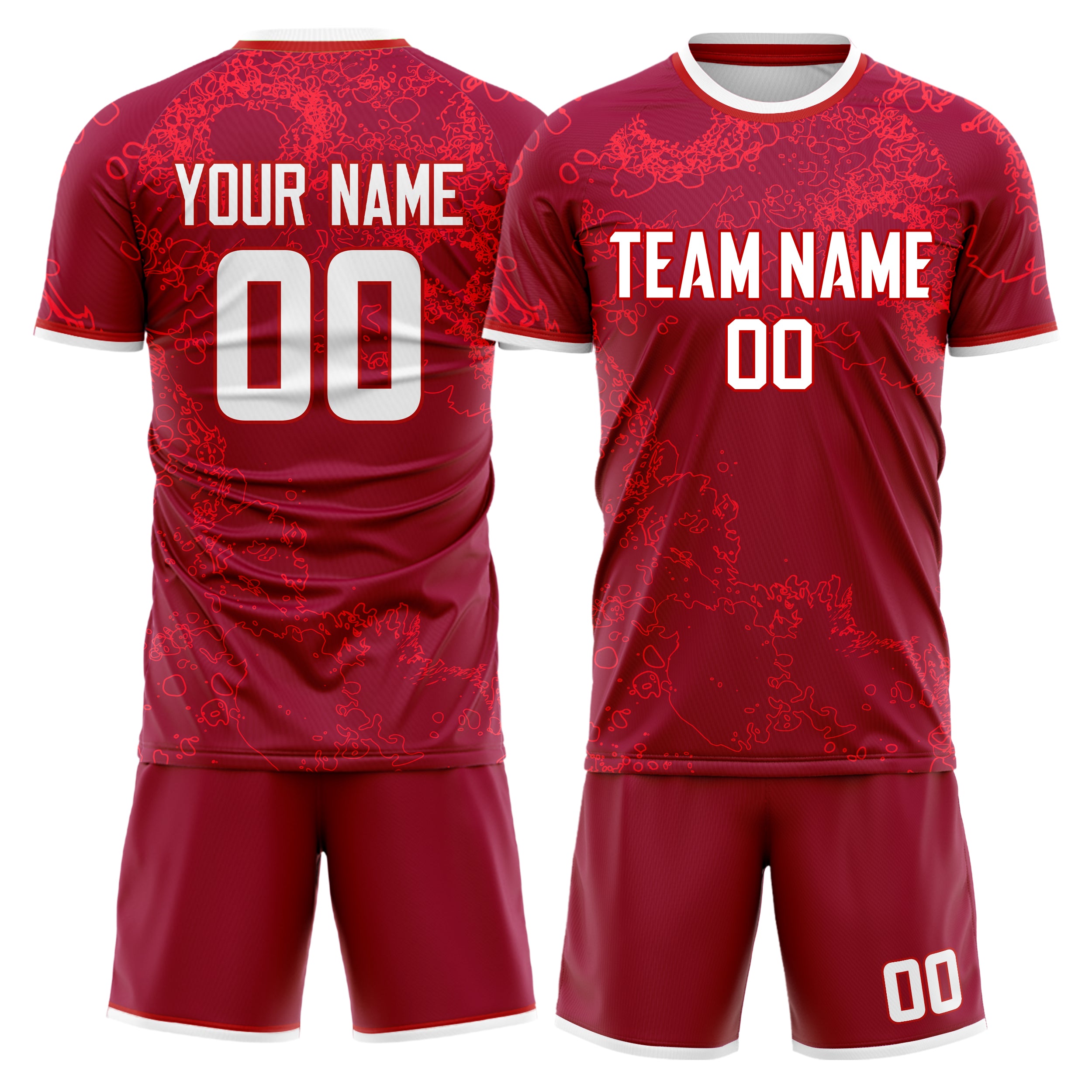 Custom Red White GeometricalPattern Soccer Jersey