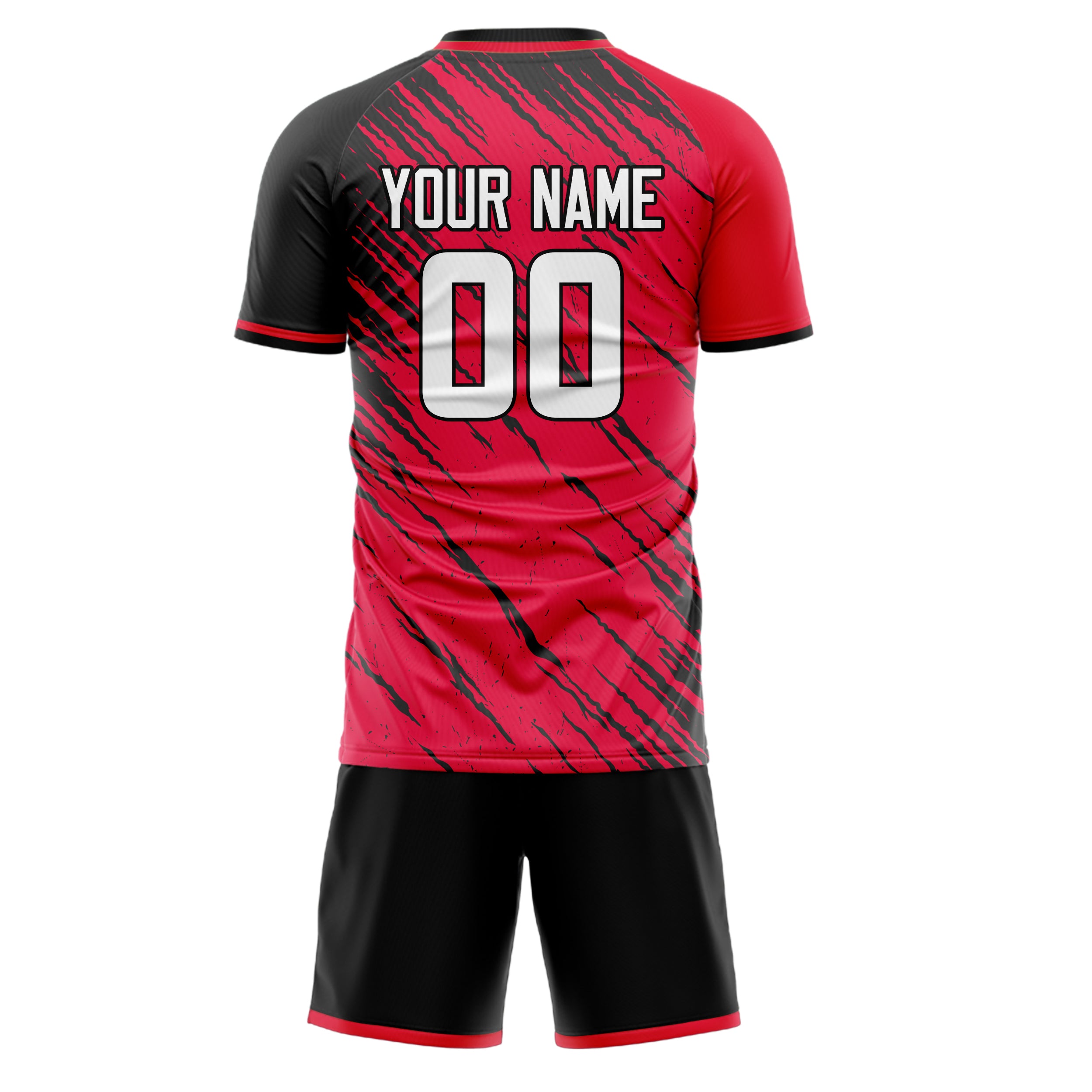 Custom Red Black GeometricalPattern Soccer Jersey