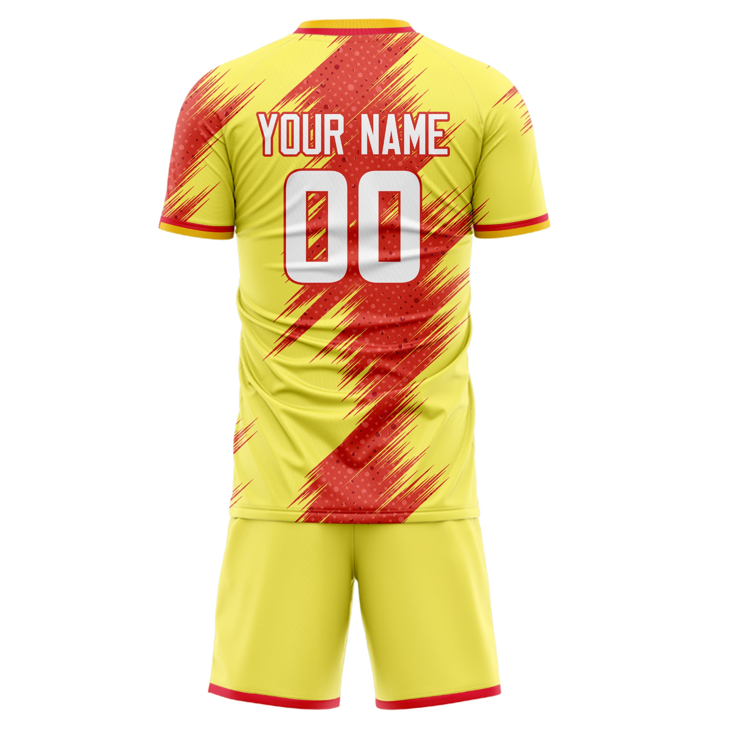 Custom Yellow Red GeometricalPattern Soccer Jersey