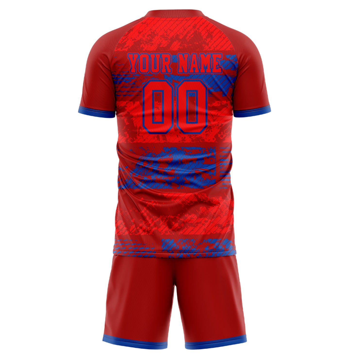 Custom Red Royal GeometricalPattern Soccer Jersey