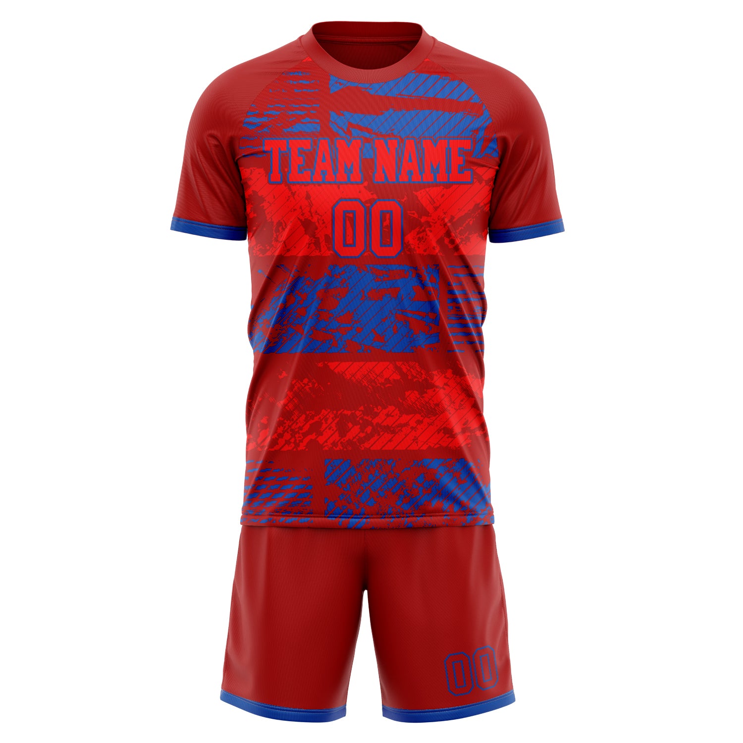 Custom Red Royal GeometricalPattern Soccer Jersey