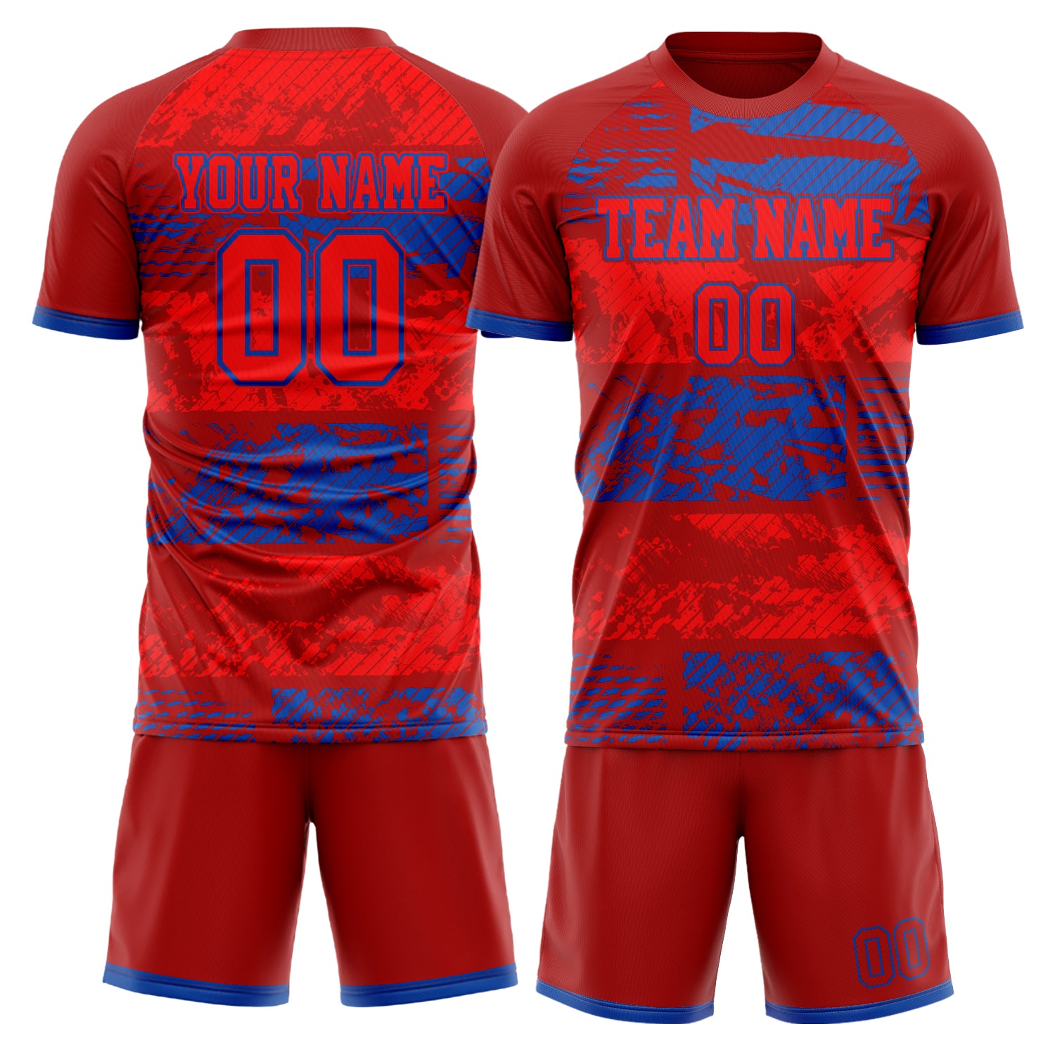 Custom Red Royal GeometricalPattern Soccer Jersey