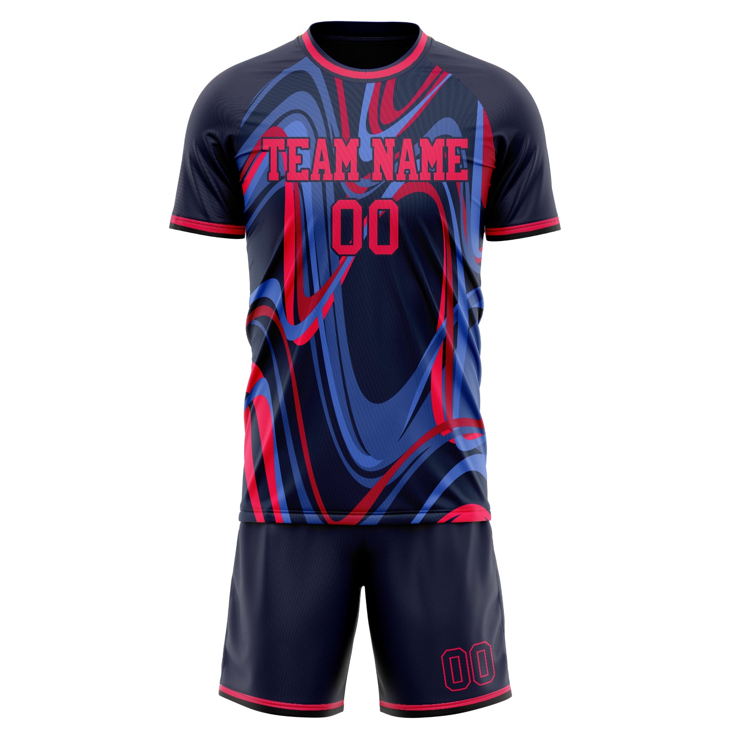 Custom Black Red GeometricalPattern Soccer Jersey