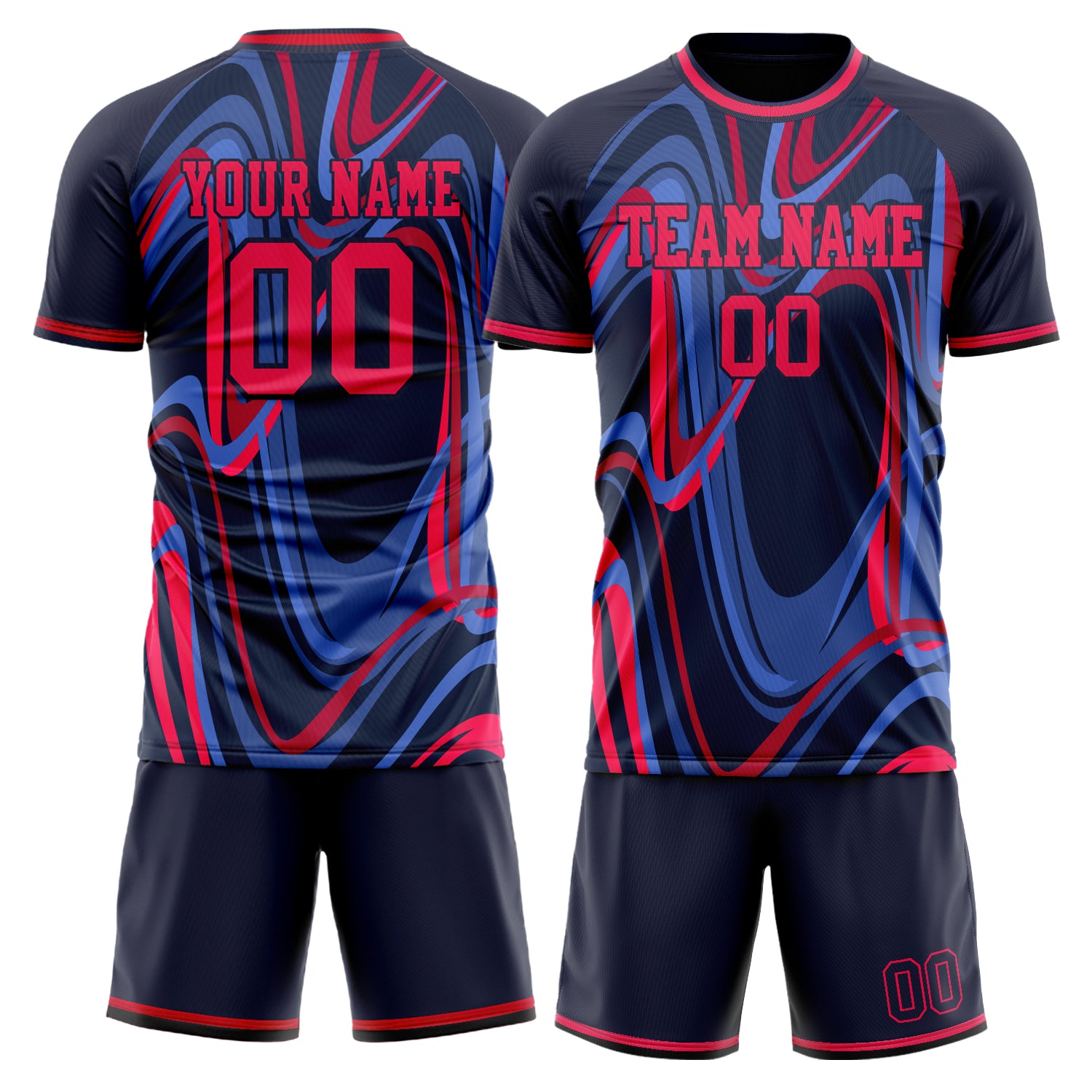Custom Black Red GeometricalPattern Soccer Jersey