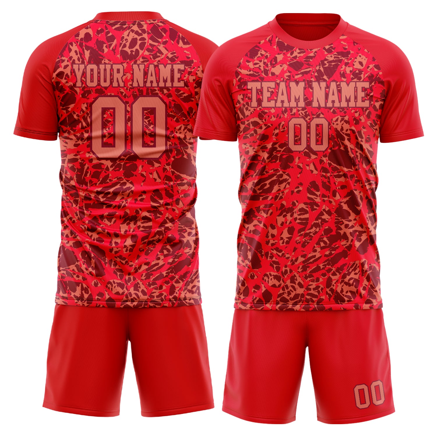 Custom Red Crimson GeometricalPattern Soccer Jersey
