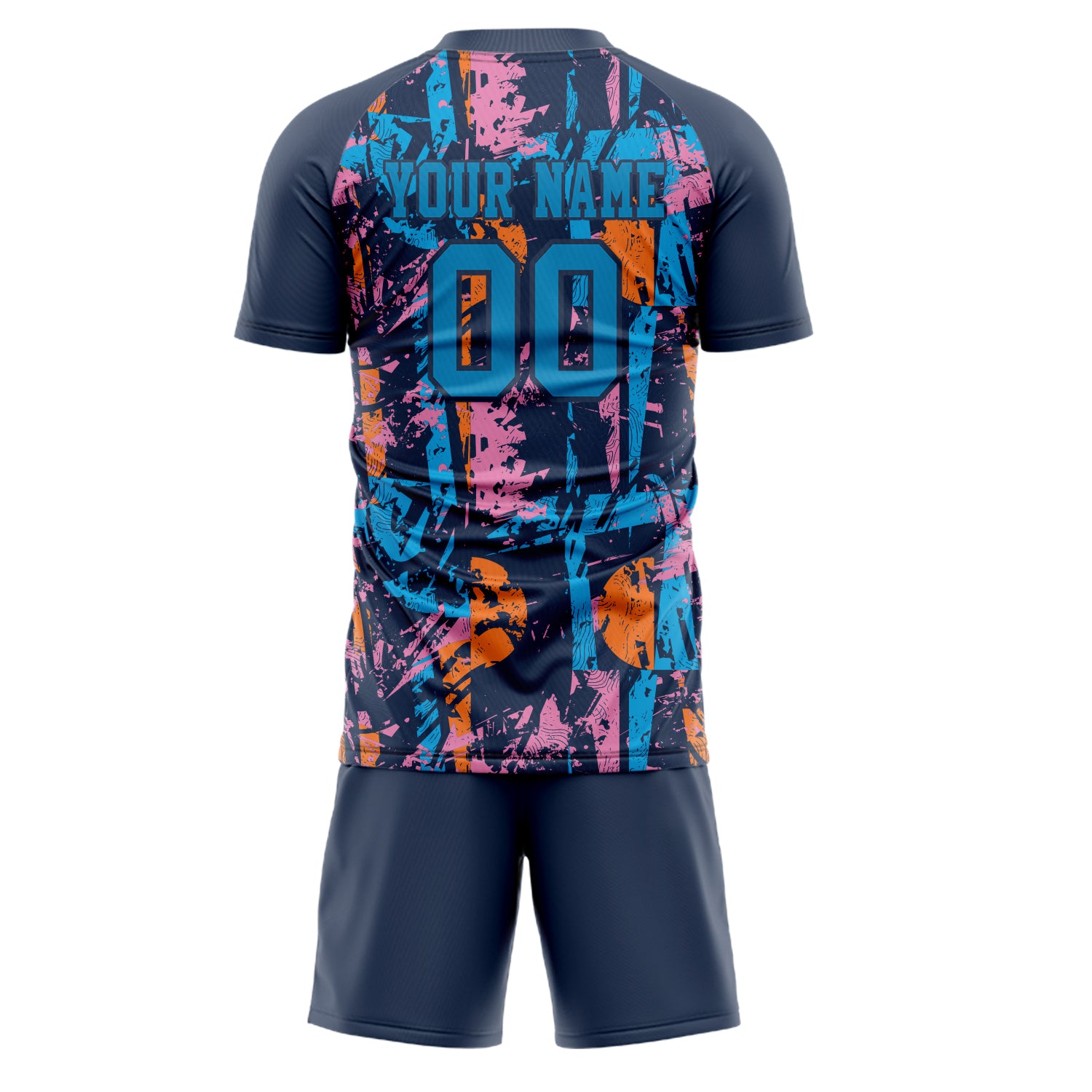 Custom Navy Blue GeometricalPattern Soccer Jersey