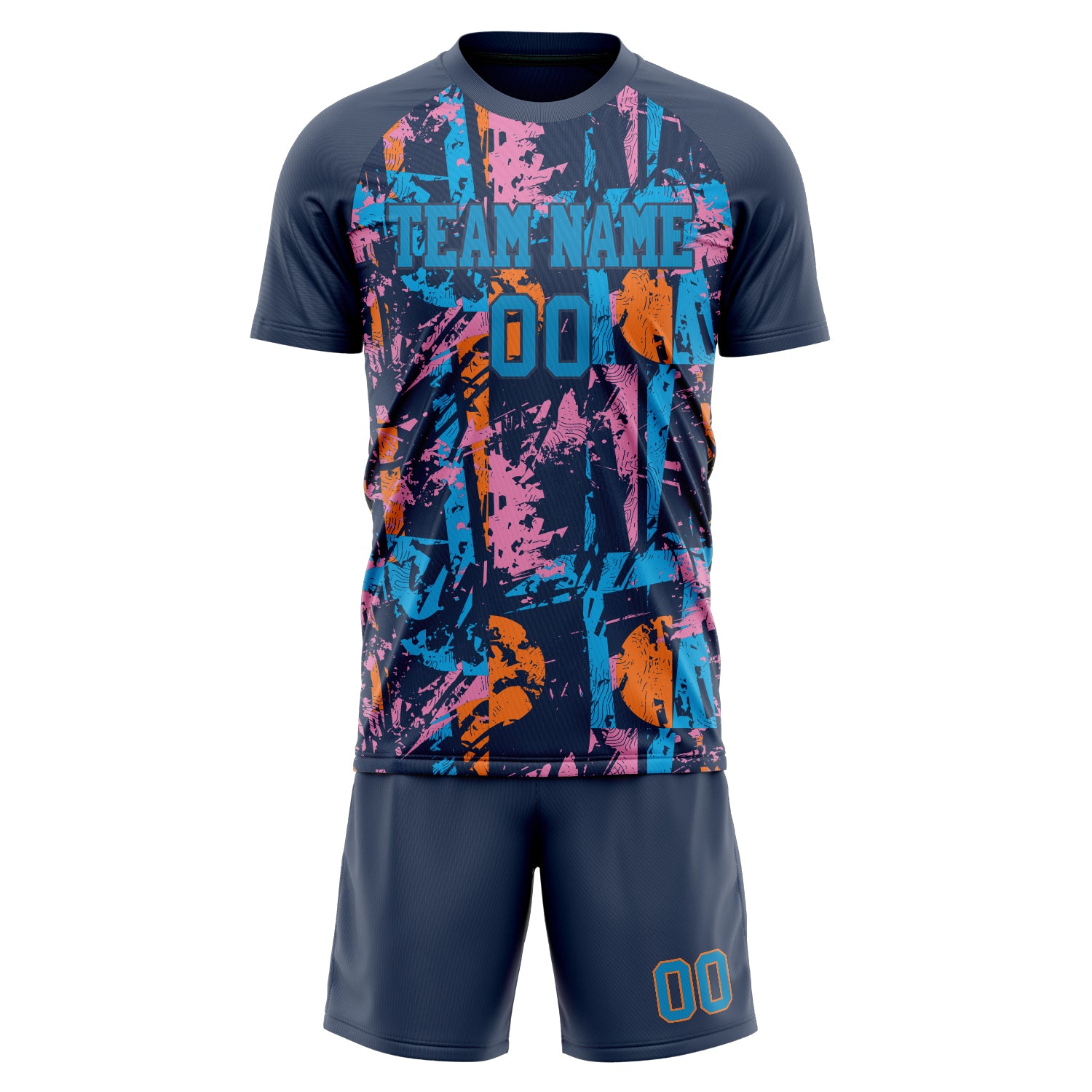 Custom Navy Blue GeometricalPattern Soccer Jersey