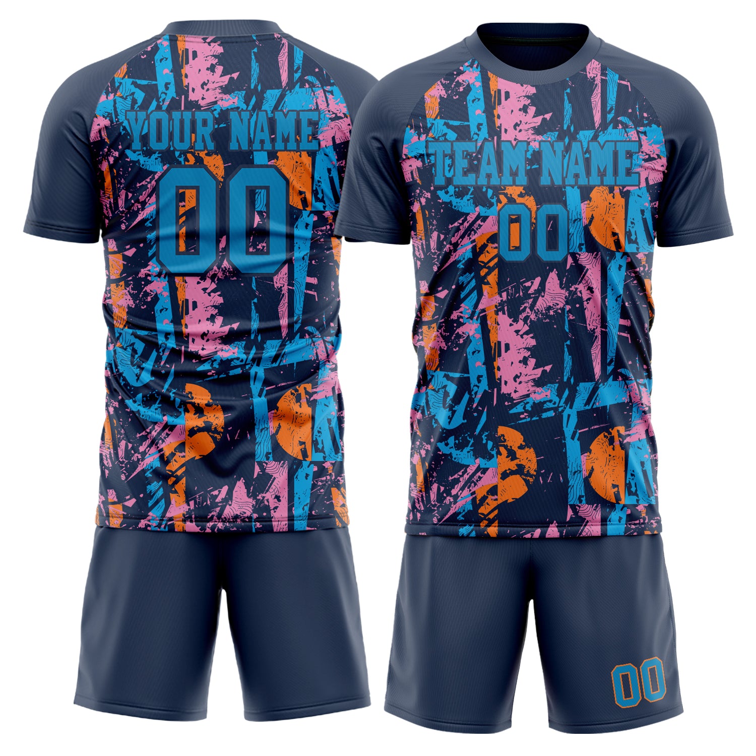 Custom Navy Blue GeometricalPattern Soccer Jersey