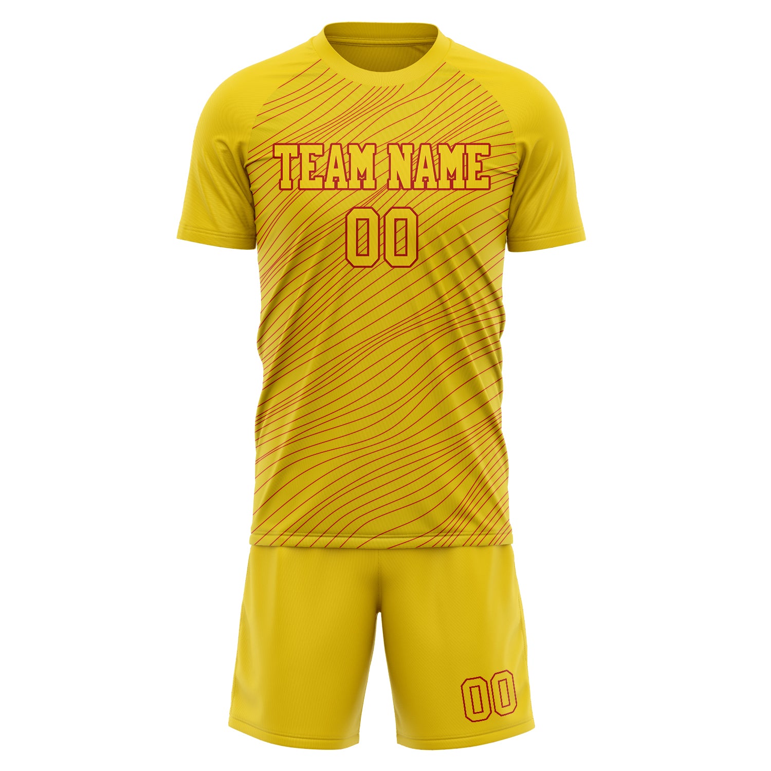 Custom Yellow Red GeometricalPattern Soccer Jersey