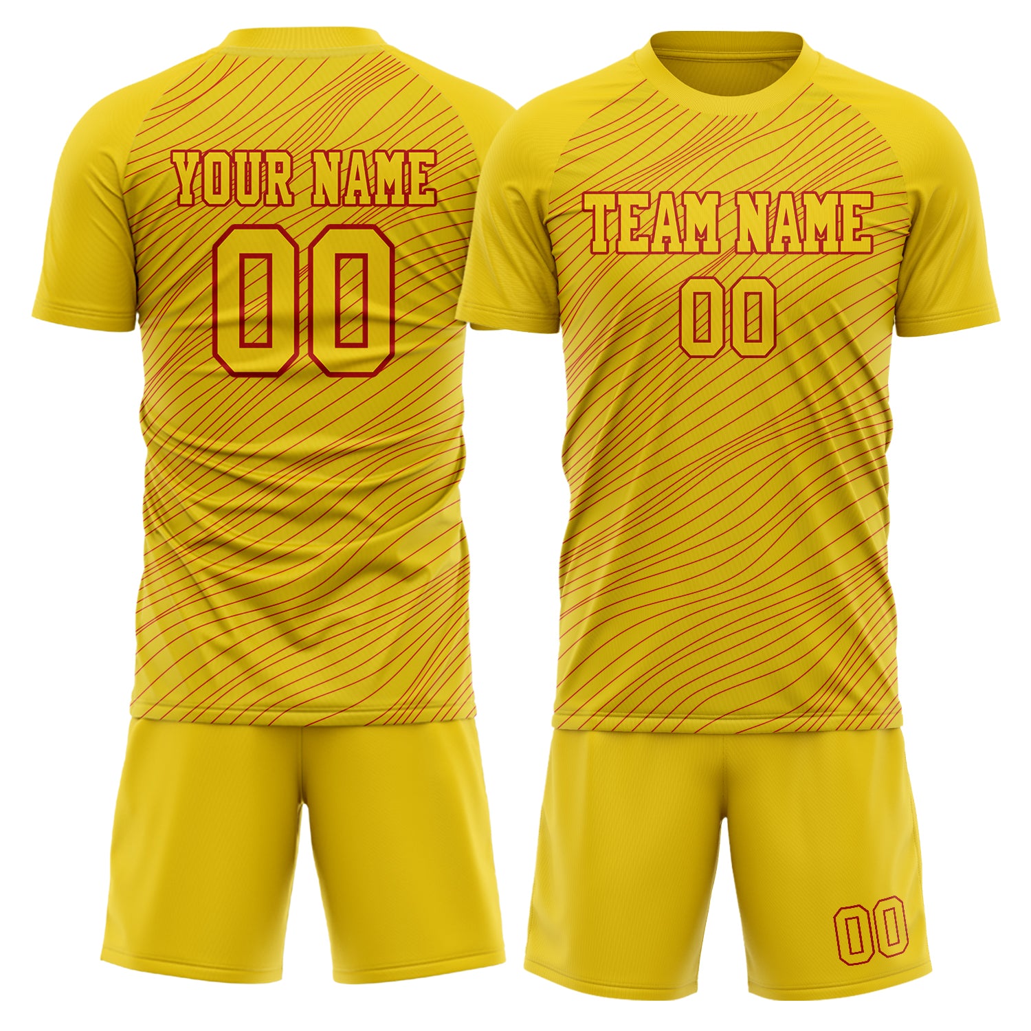 Custom Yellow Red GeometricalPattern Soccer Jersey