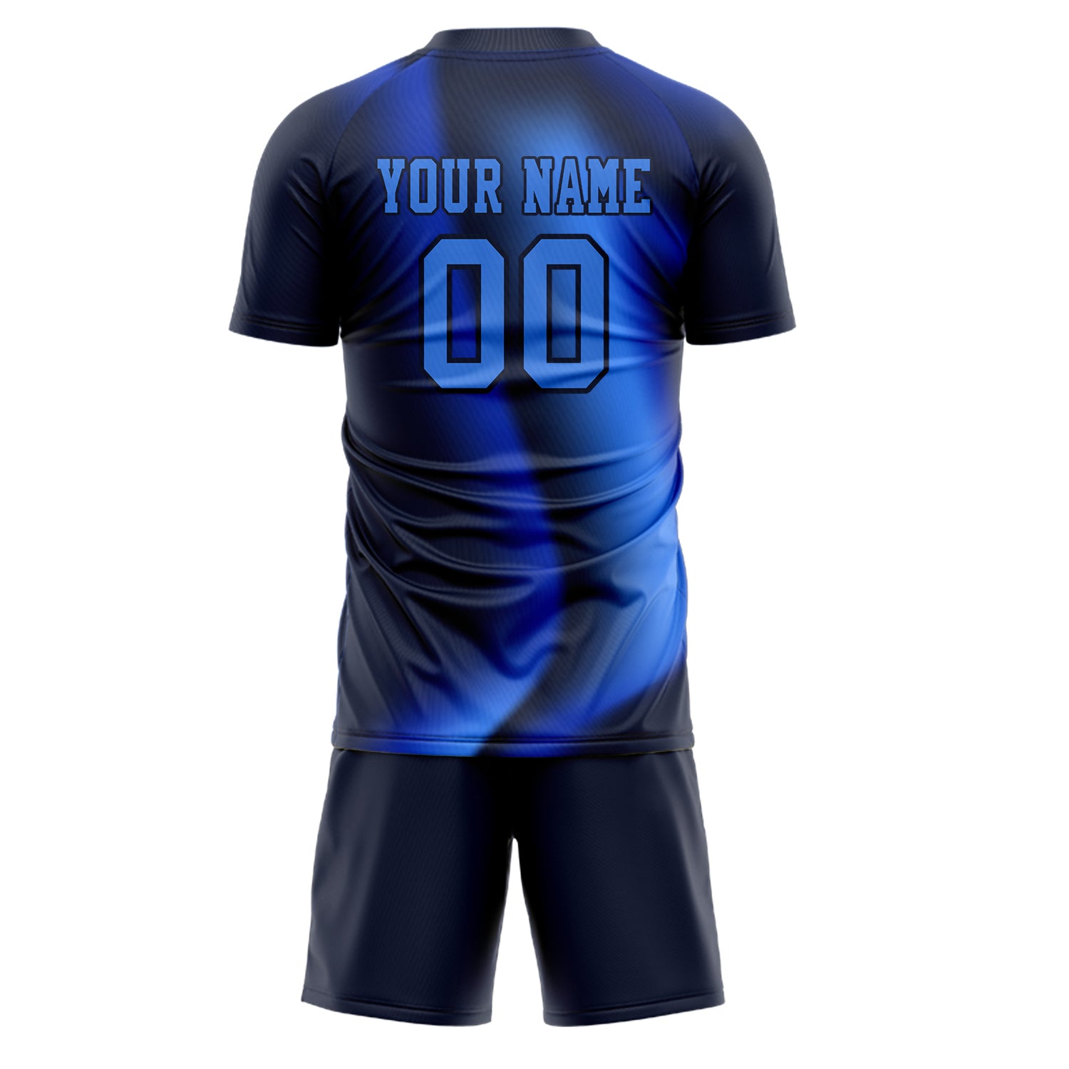 Custom Black Blue GeometricalPattern Soccer Jersey