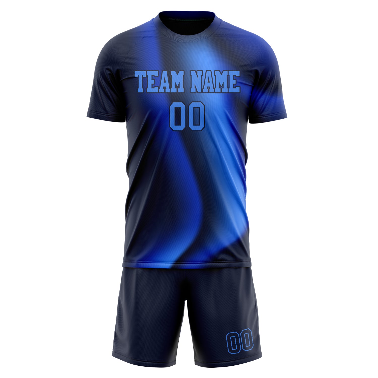 Custom Black Blue GeometricalPattern Soccer Jersey