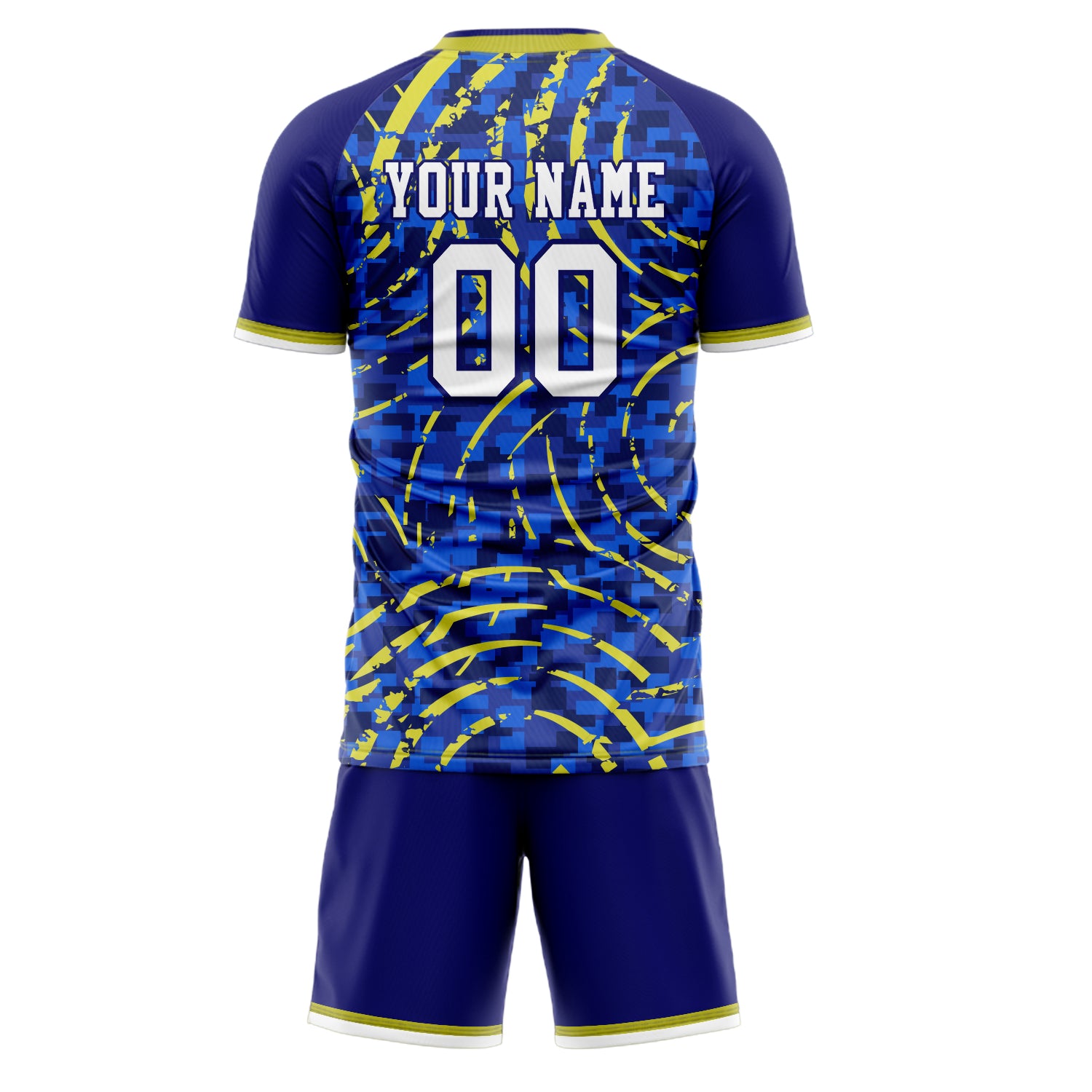 Custom Royal Yellow GeometricalPattern Soccer Jersey