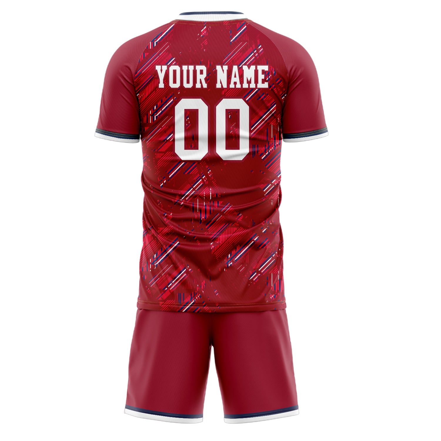 Custom Red White GeometricalPattern Soccer Jersey