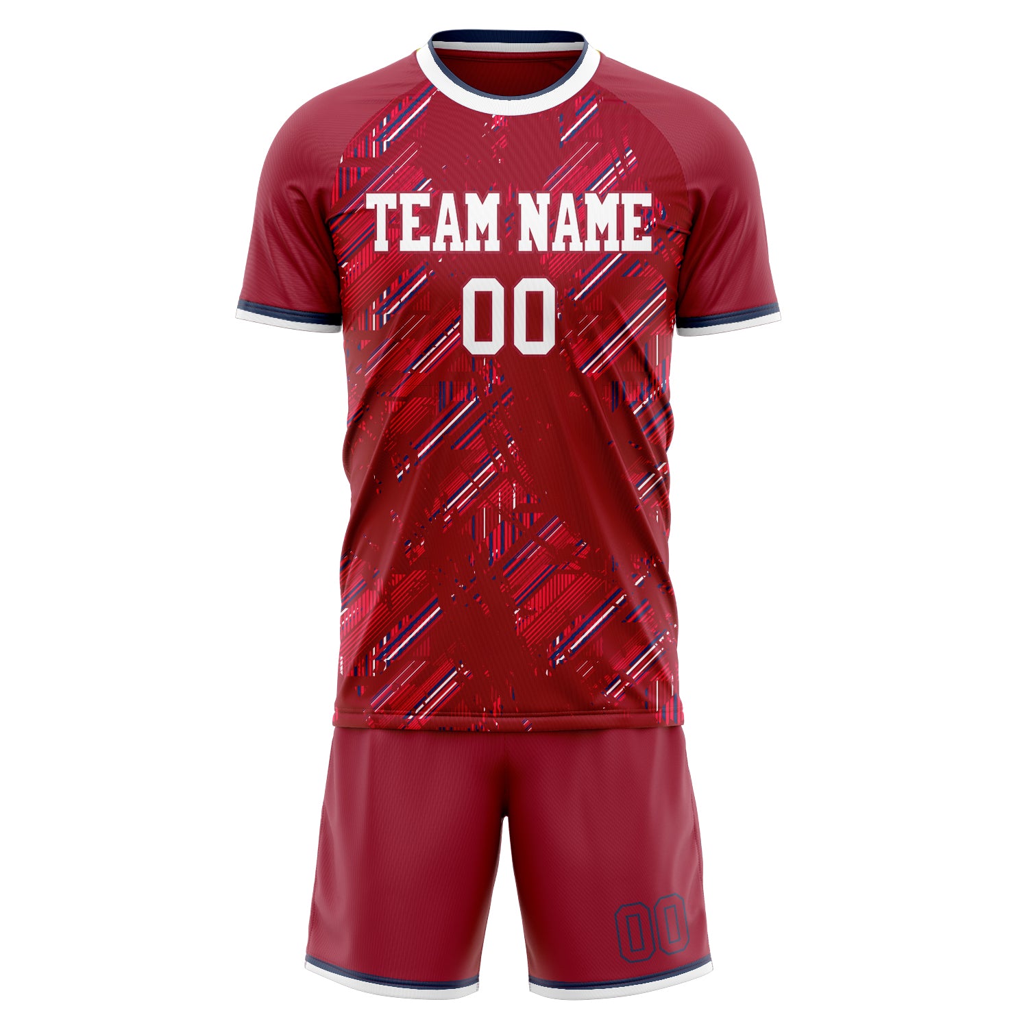 Custom Red White GeometricalPattern Soccer Jersey