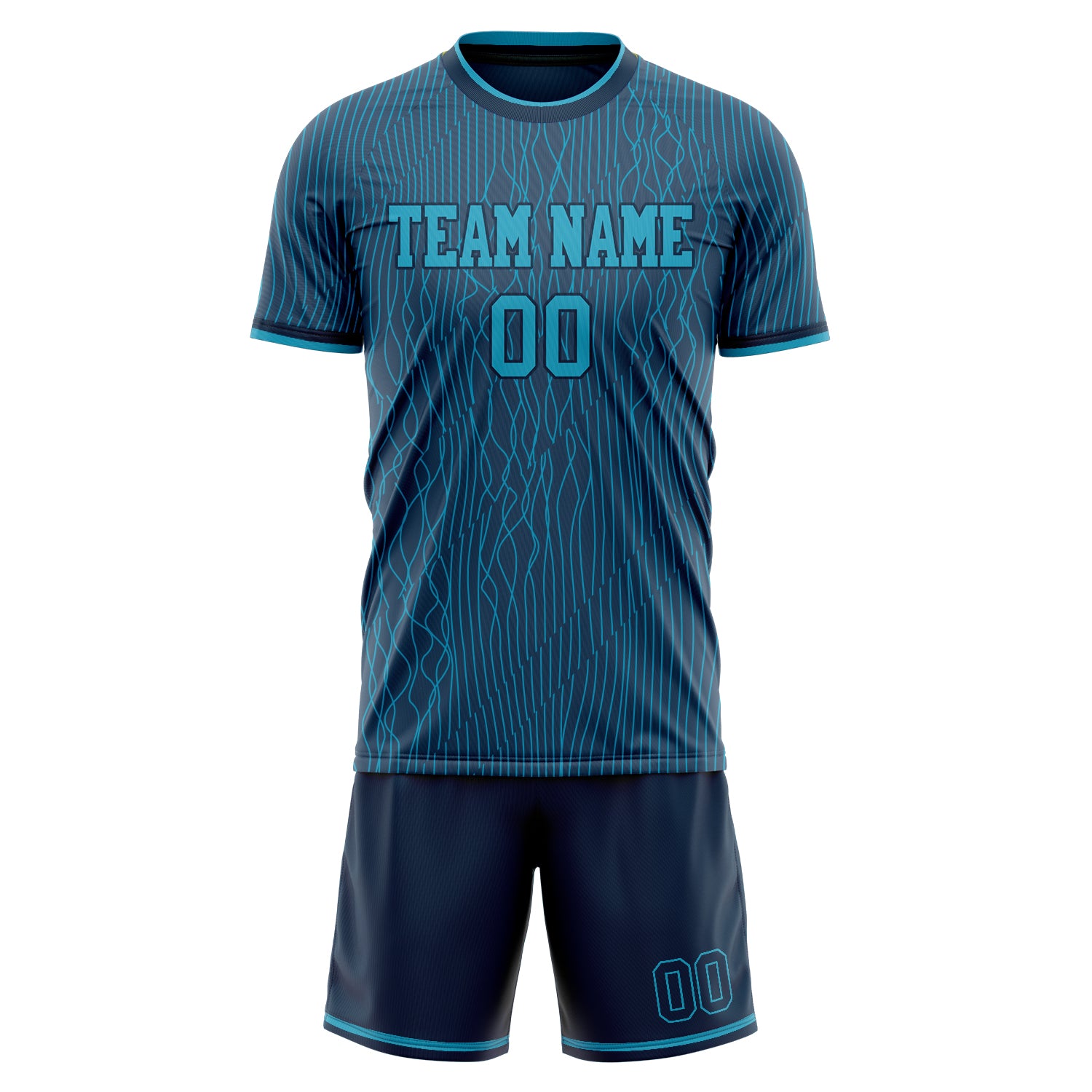 Custom Navy Black GeometricalPattern Soccer Jersey