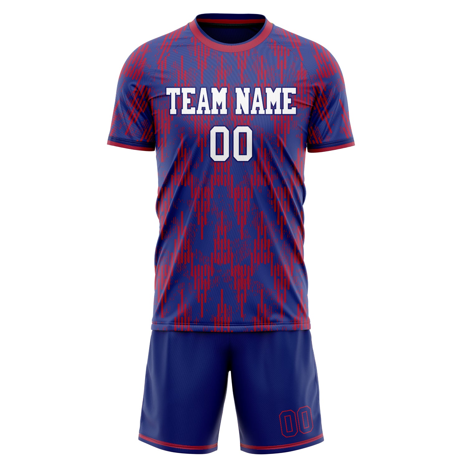 Custom Royal Red GeometricalPattern Soccer Jersey