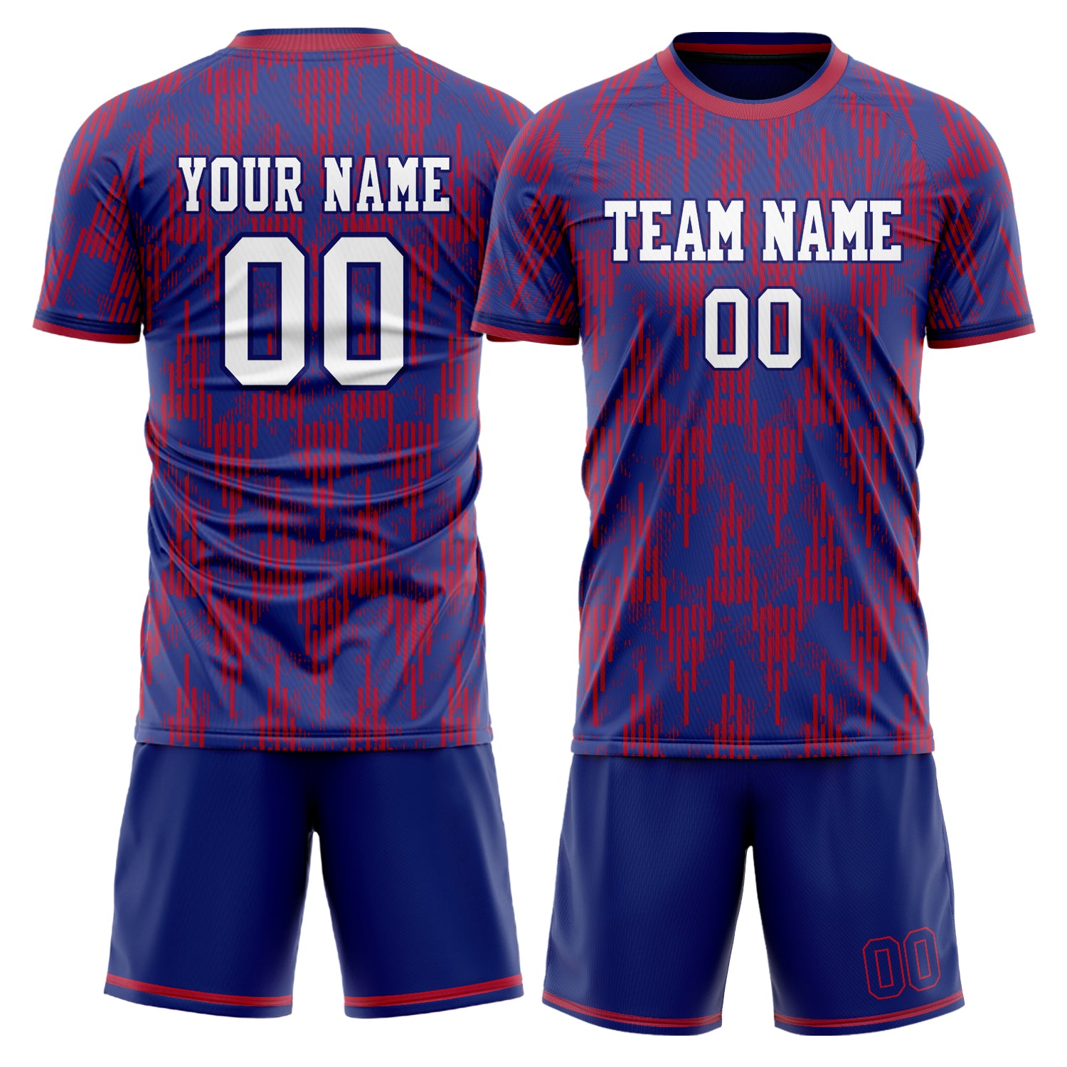 Custom Royal Red GeometricalPattern Soccer Jersey