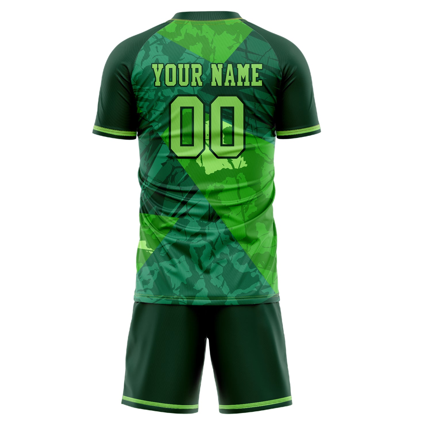 Custom Green Kelly Green GeometricalPattern Soccer Jersey