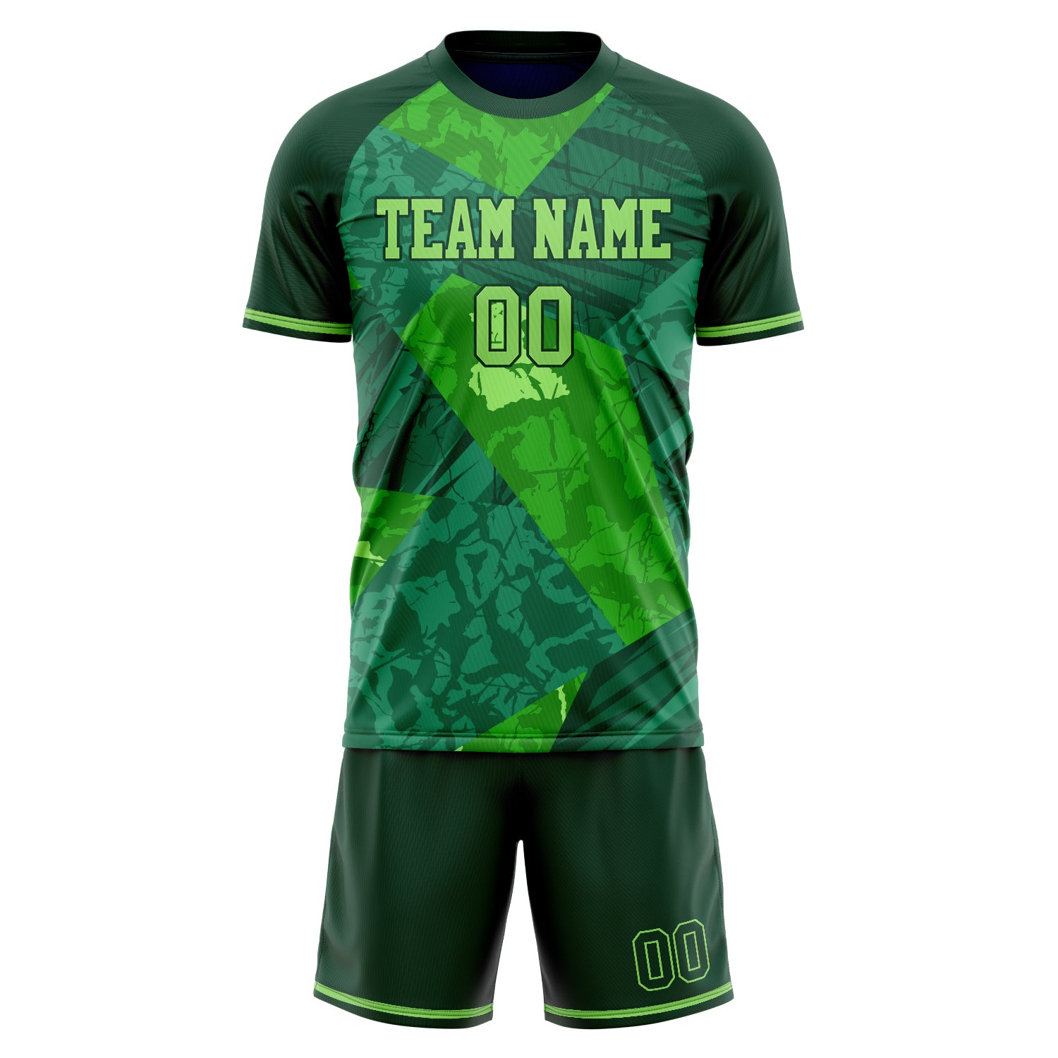 Custom Green Kelly Green GeometricalPattern Soccer Jersey