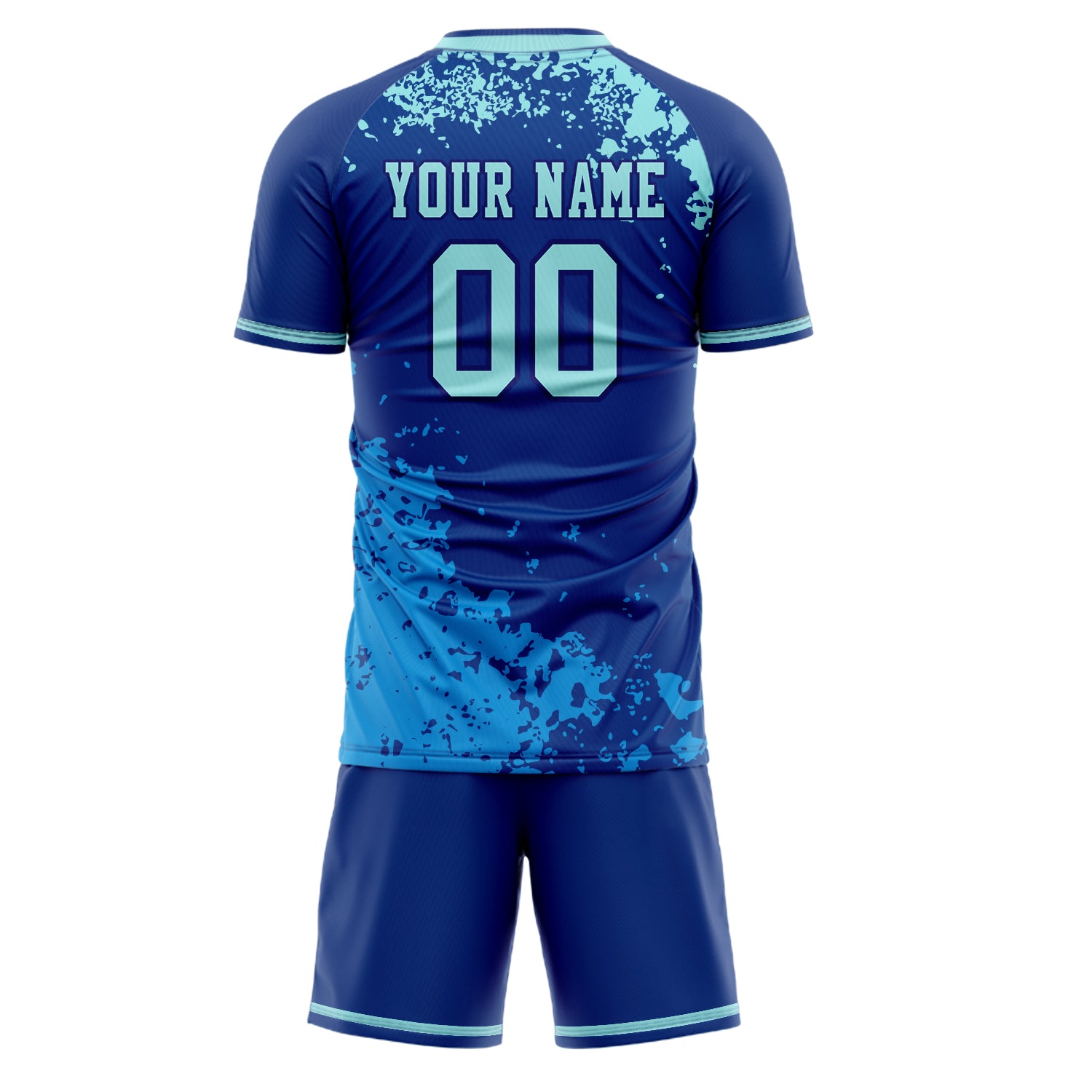 Custom Royal Teal GeometricalPattern Soccer Jersey