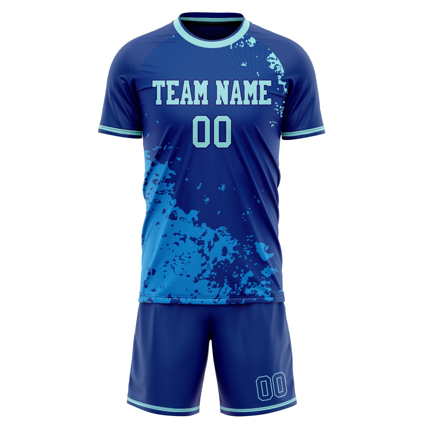 Custom Royal Teal GeometricalPattern Soccer Jersey