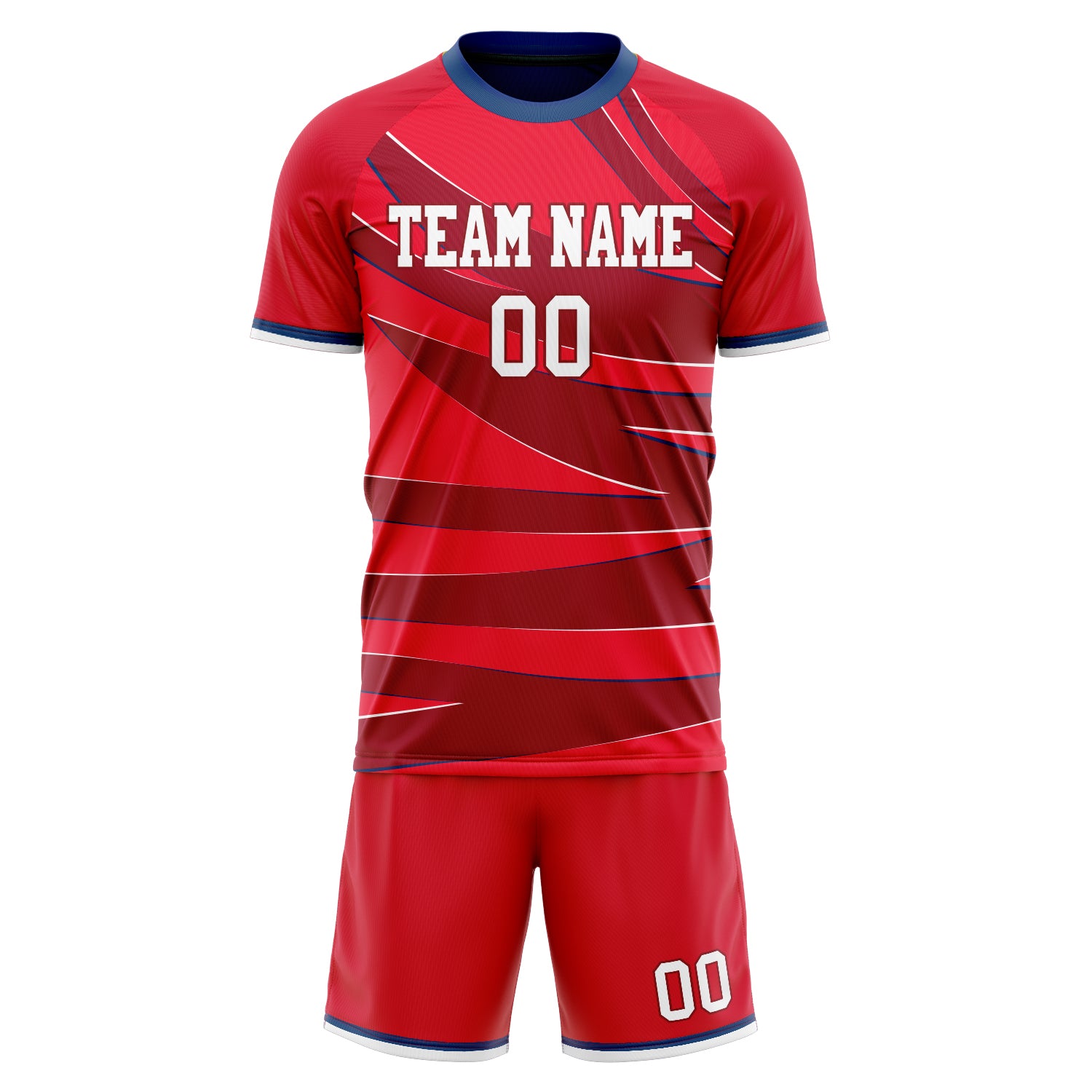 Custom Red Crimson GeometricalPattern Soccer Jersey