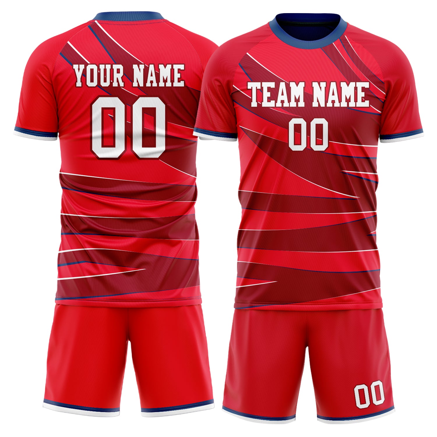 Custom Red Crimson GeometricalPattern Soccer Jersey
