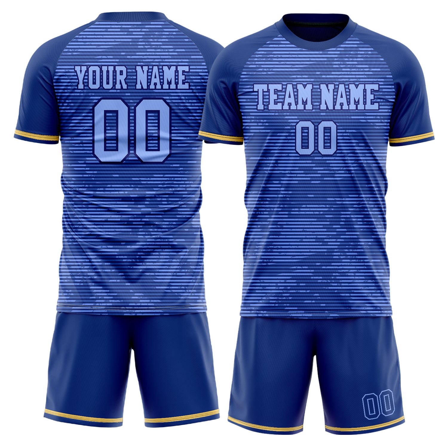 Custom Royal Gold GeometricalPattern Soccer Jersey