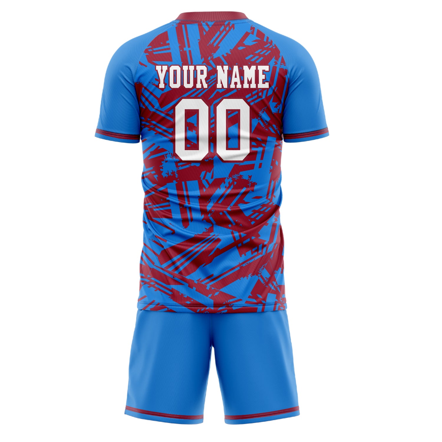 Custom Blue Red GeometricalPattern Soccer Jersey